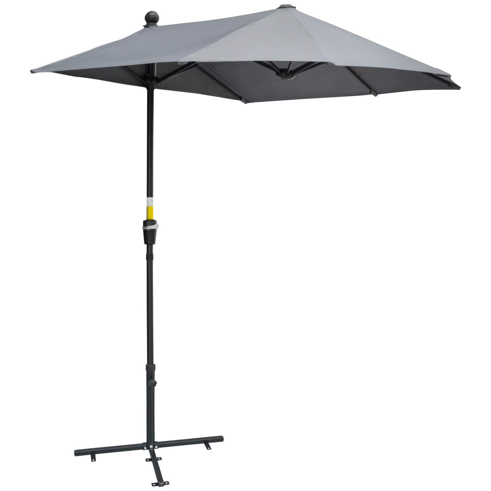 6.6'x6' Double-Sided Market Umbrella with Crank Handle & Cross Base, Dark Grey