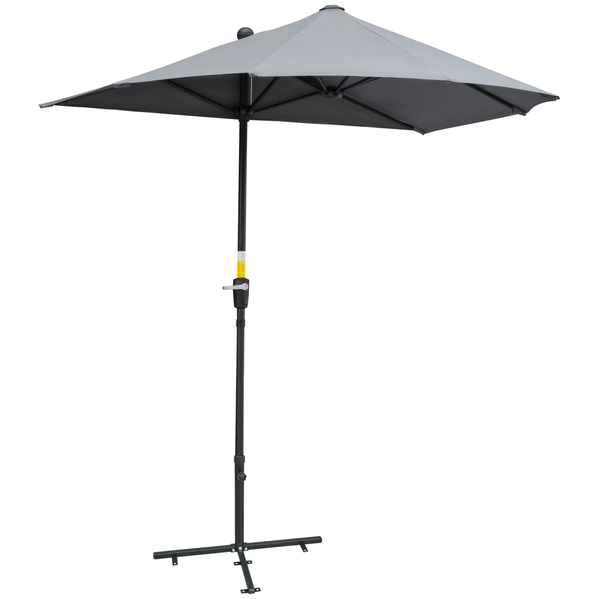 6.6'x6' Double-Sided Market Umbrella with Crank Handle & Cross Base, Dark Grey - Image 2