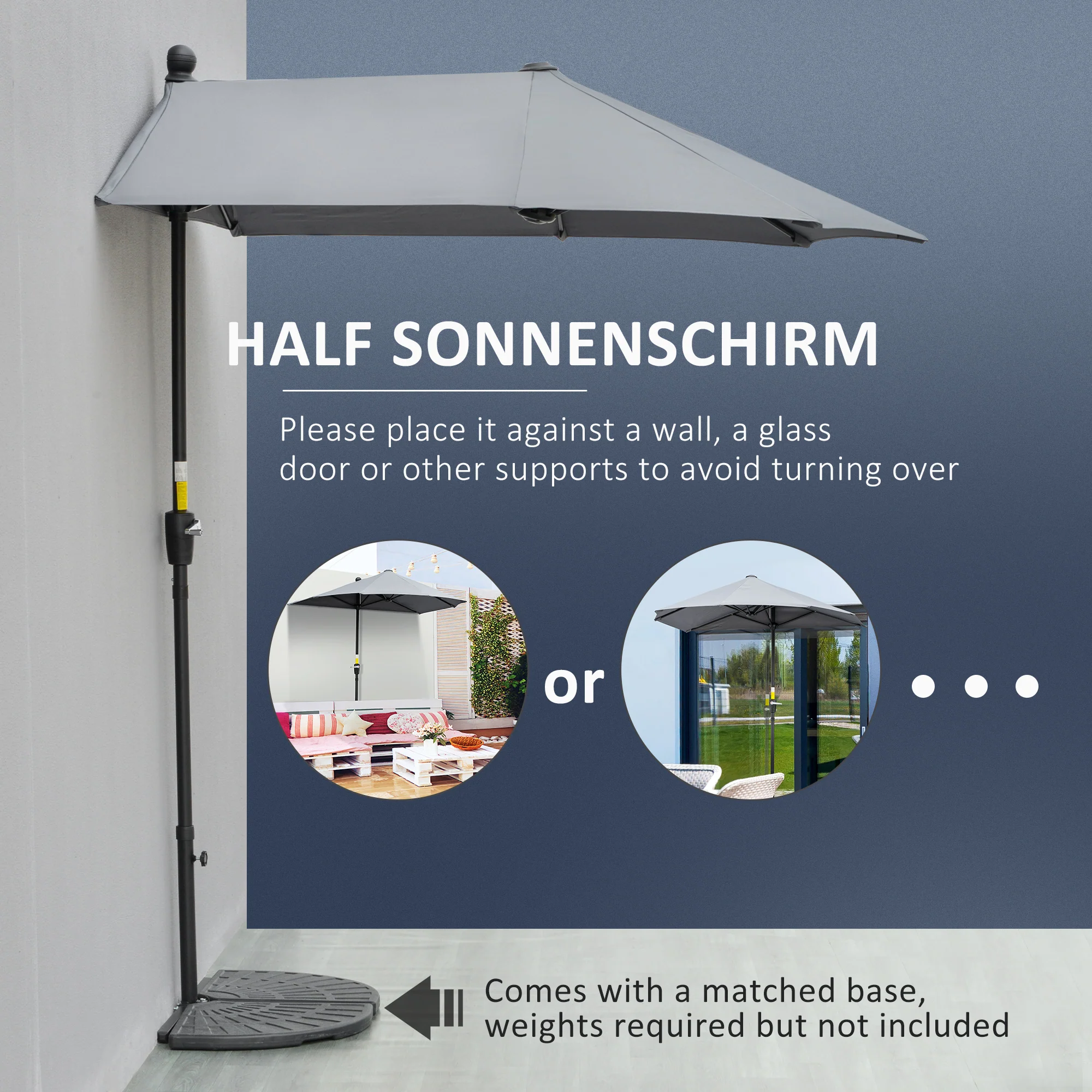 6.6'x6' Double-Sided Market Umbrella with Crank Handle & Cross Base, Dark Grey - Image 6