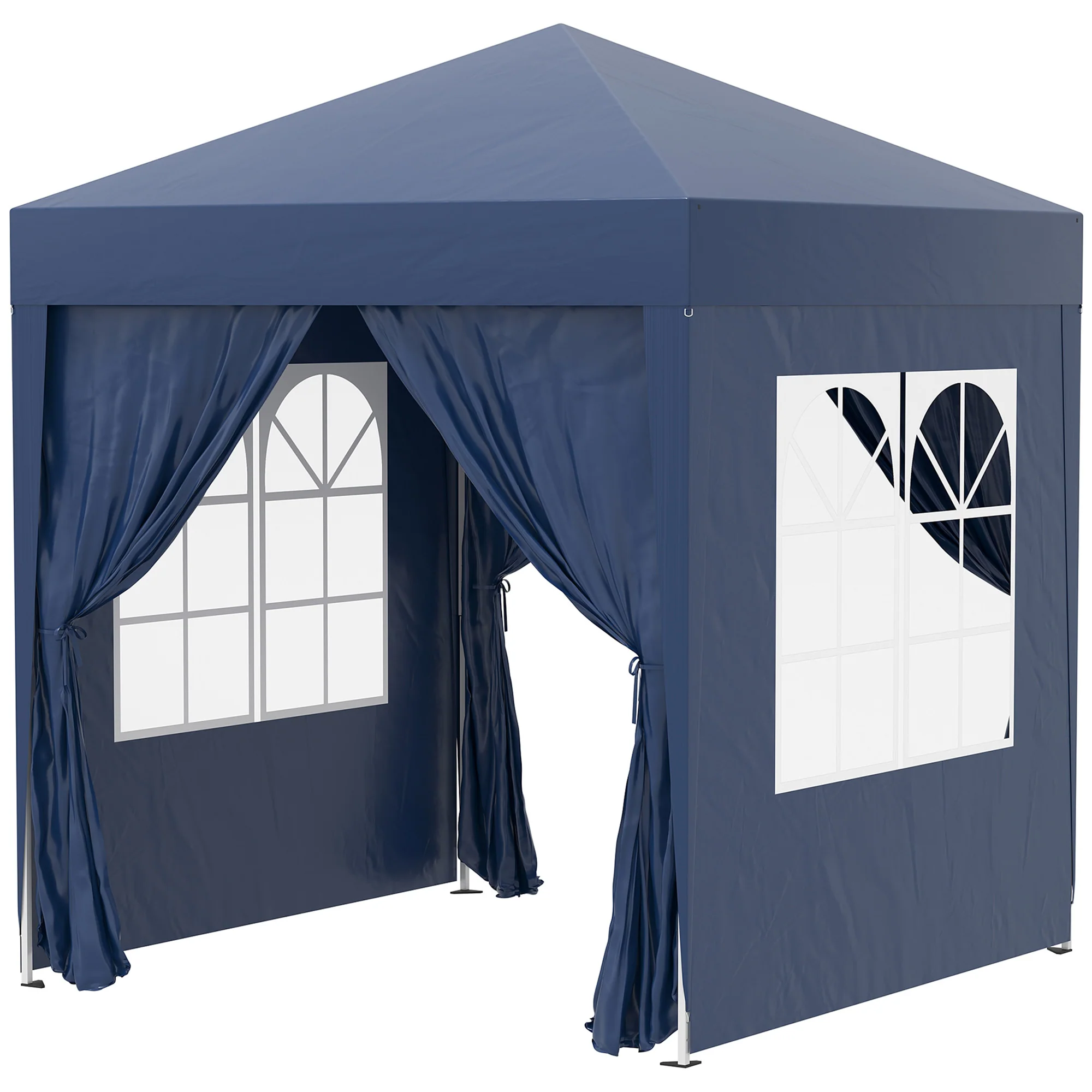 6.6' x 6.6' Pop-Up Canopy Tent with Removable Sidewalls and Carry Bag, Blue - Image 2