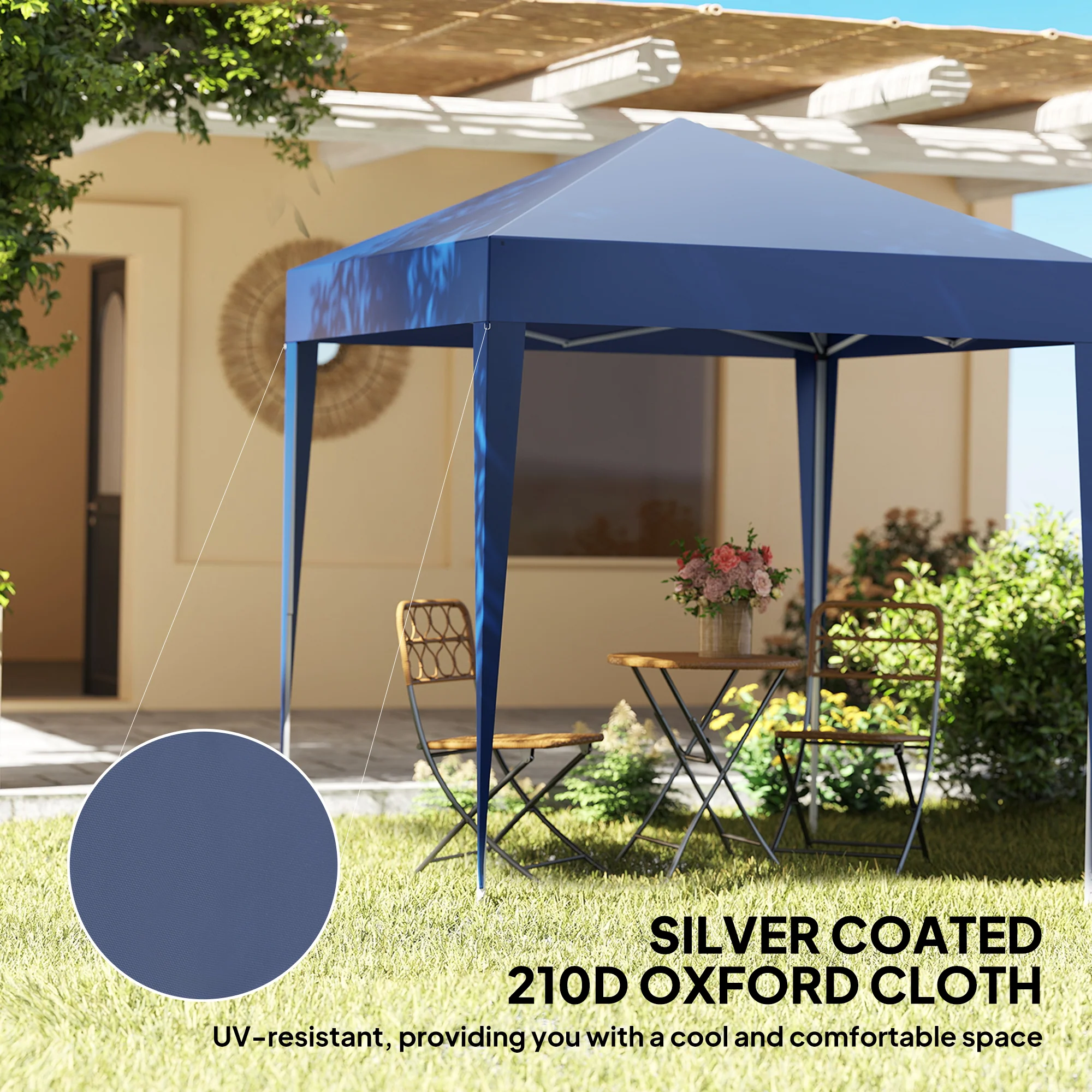 6.6' x 6.6' Pop-Up Canopy Tent with Removable Sidewalls and Carry Bag, Blue - Image 7