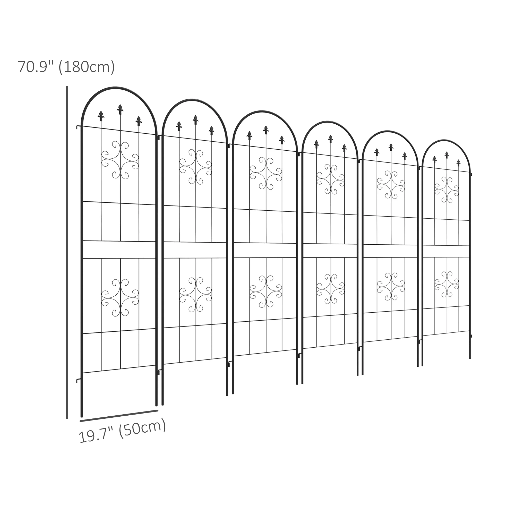 6-Pack 20" x 71" Metal Garden Trellis with Arrow Design - Image 5
