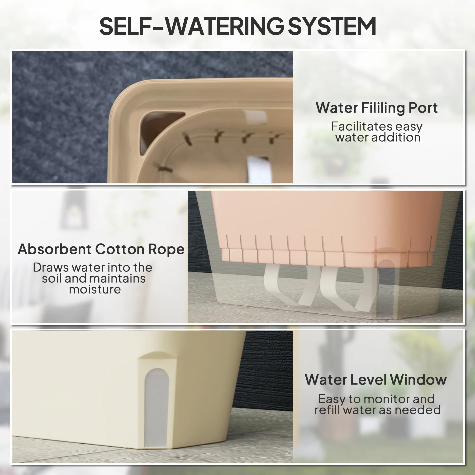 6 Pack 10.5" Self-Watering Planter Boxes with Water Level Indicator - Image 7