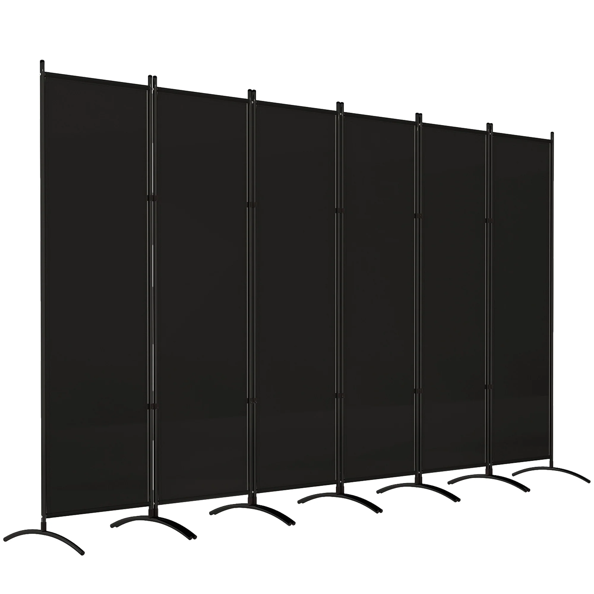 6 Panel Folding Privacy Screen, 5.7FT Tall Room Divider with UV30+ Protection, Black