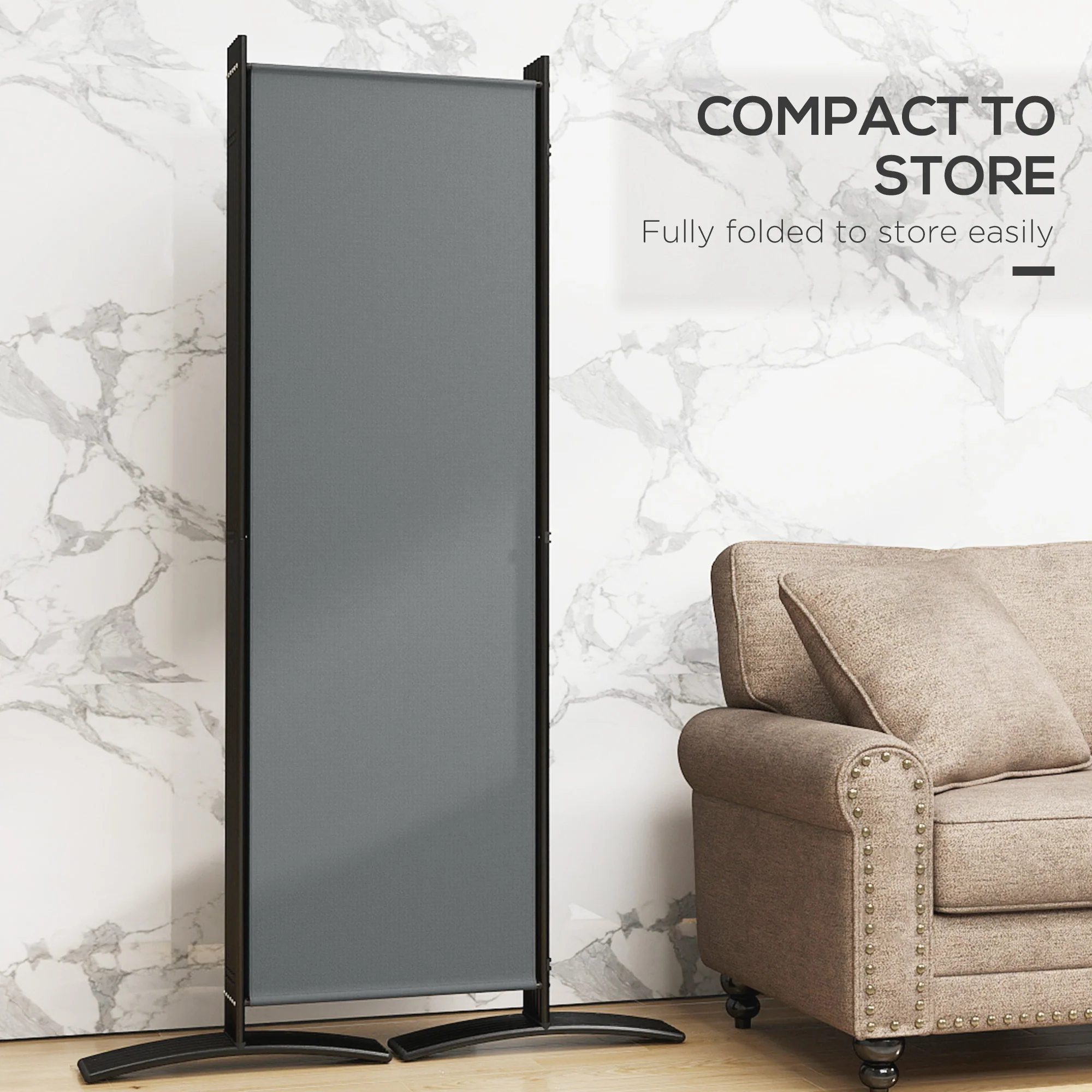 6 Panel Folding Room Divider Privacy Screen, 332 x 172 cm, Dark Grey - Image 7