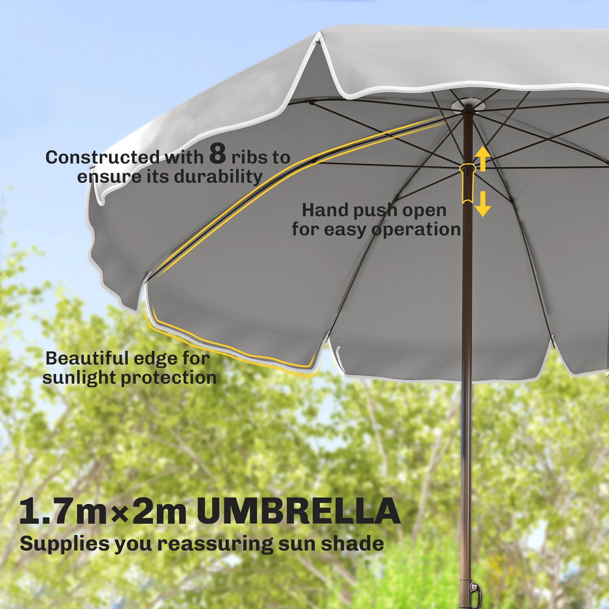 6 Piece Garden Dining Set with Umbrella and Folding Chairs, Dark Grey - Image 8