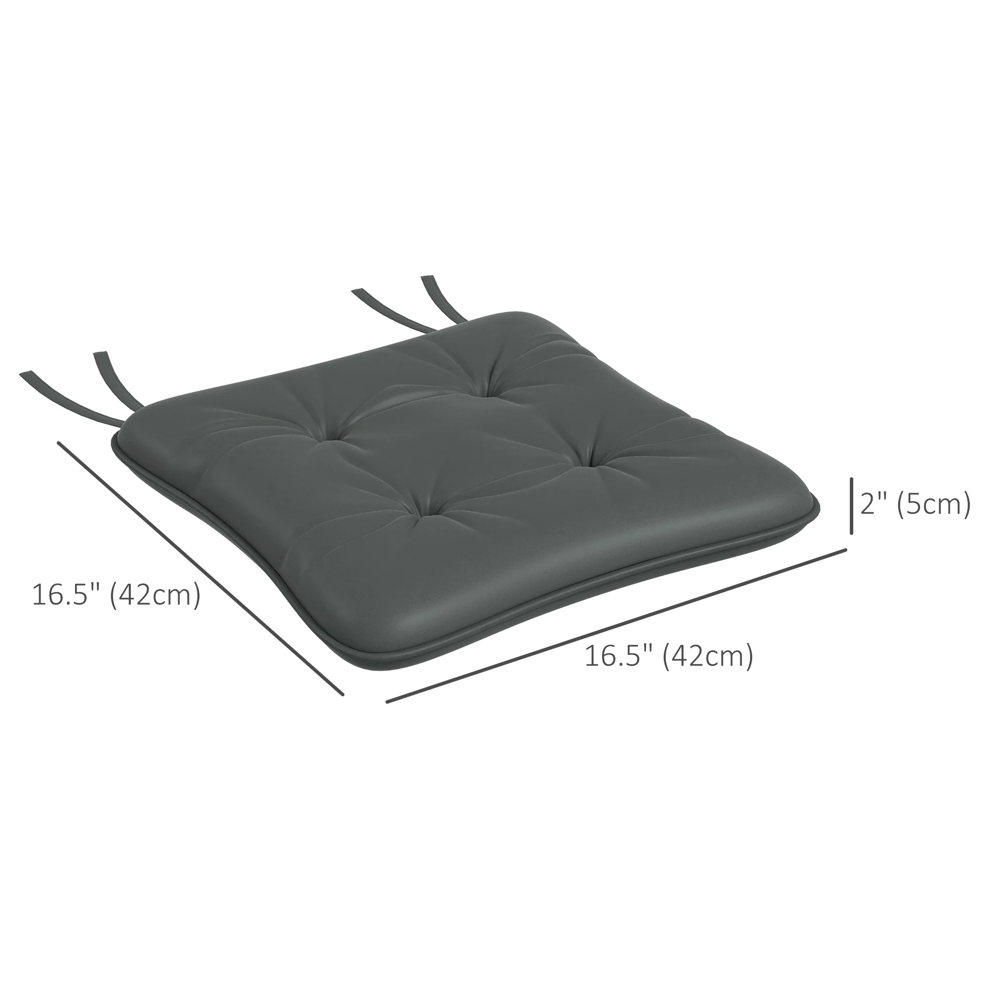 6-Piece Outdoor Seat Cushion Replacement Set with Ties, Button Tufted, Charcoal Grey - Image 5
