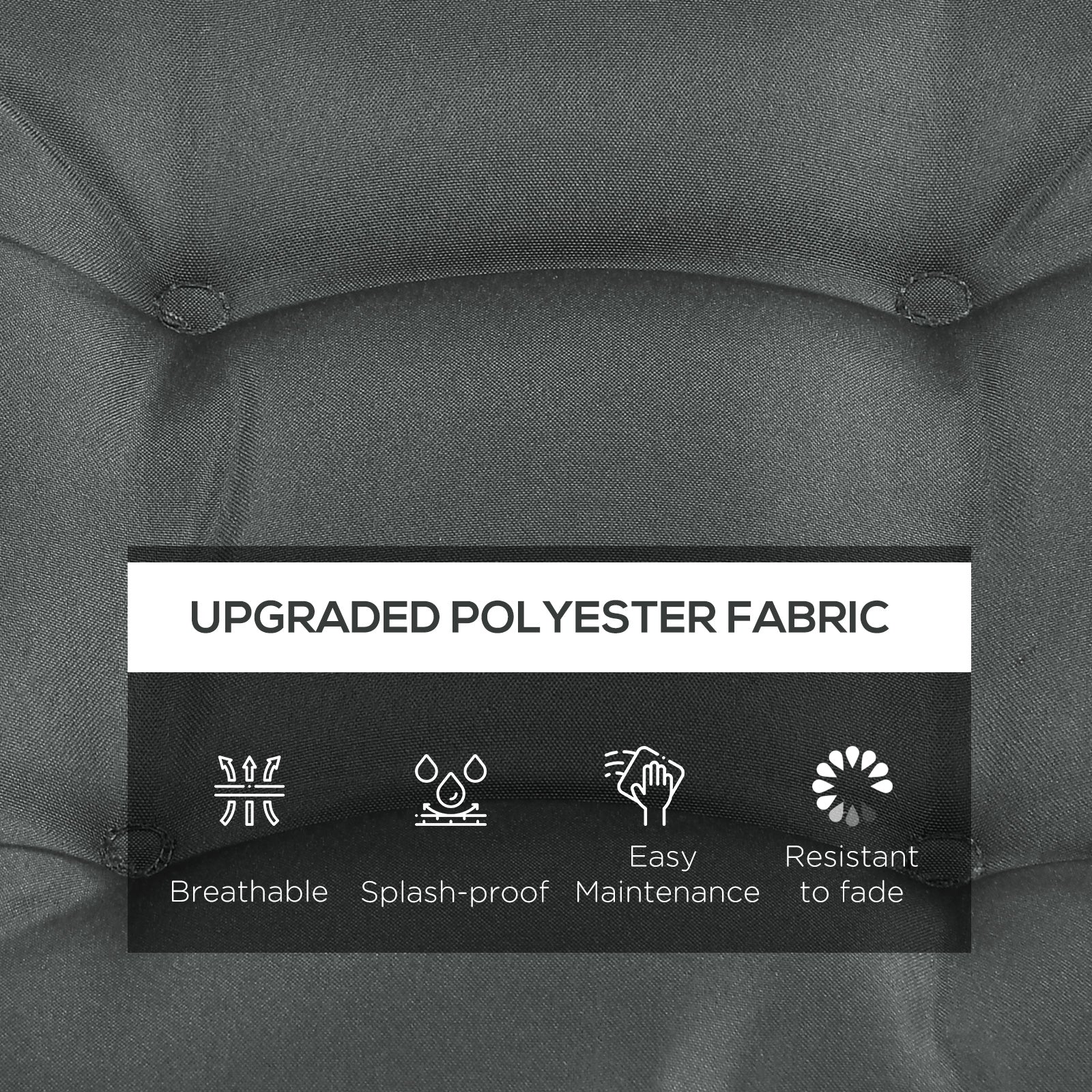6-Piece Outdoor Seat Cushion Replacement Set with Ties, Button Tufted, Charcoal Grey - Image 6
