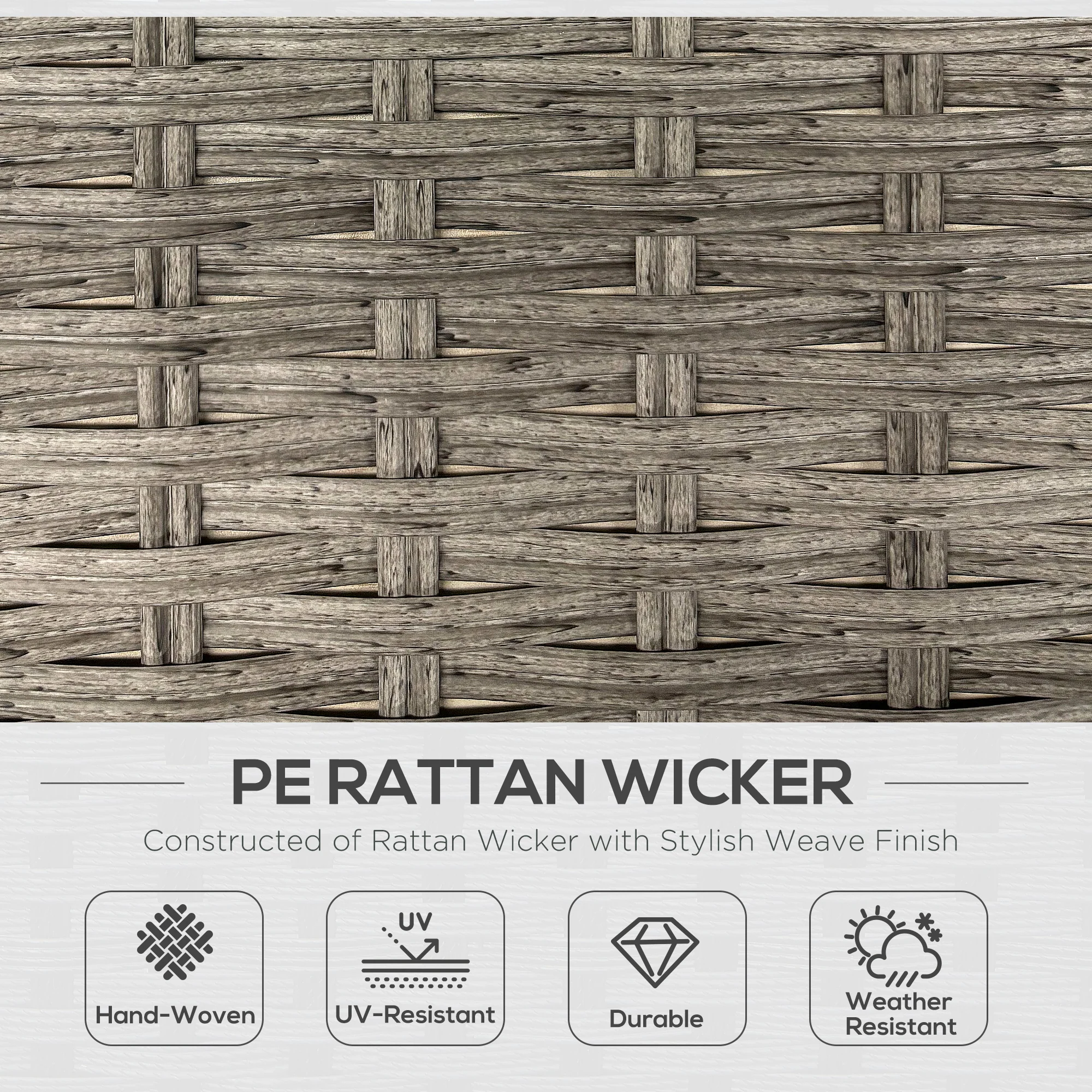 6 Pieces PE Rattan Sectional Corner Sofa w/ Padded Cushion & Liftable Coffee Table, Light Grey - Image 7