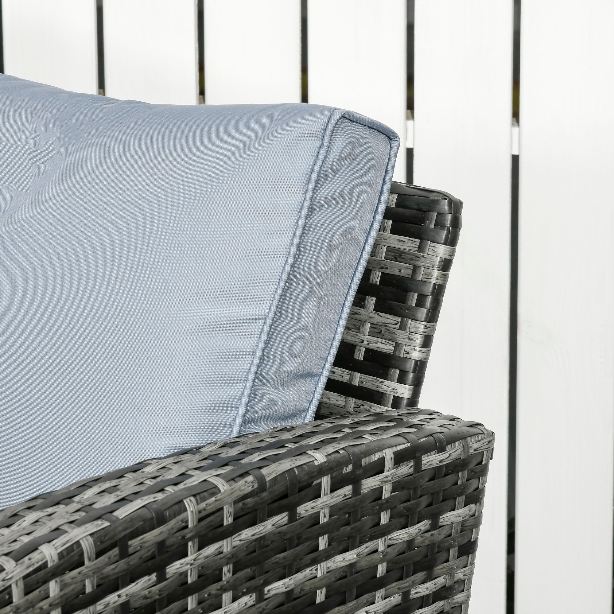 6 Pieces Rattan Sectional Garden Sofa Set with Storage Tea Table & Side Table, Grey - Image 11
