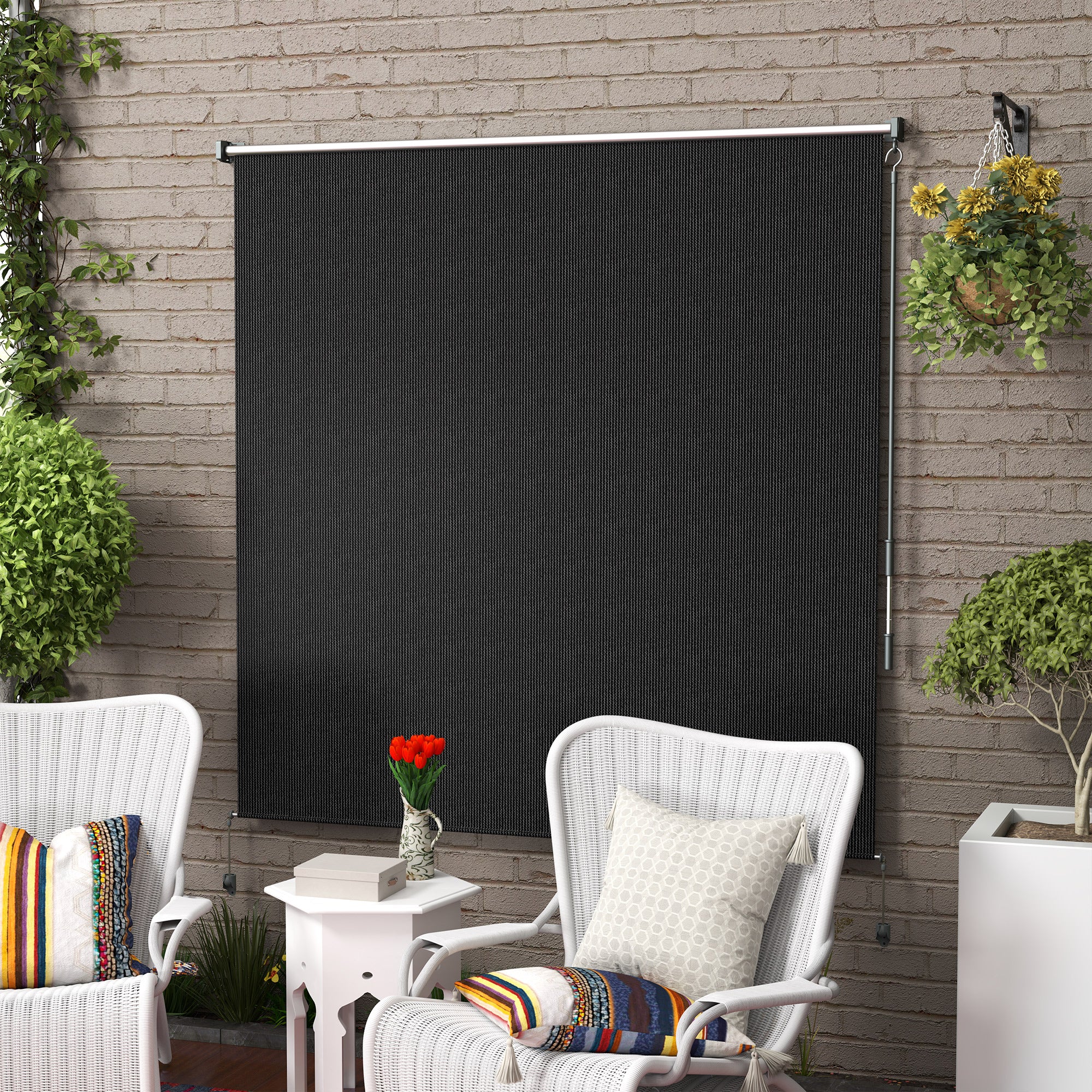 6'W x 6'H Roller Shades for Porch Balcony Gazebo, Black - Image 3