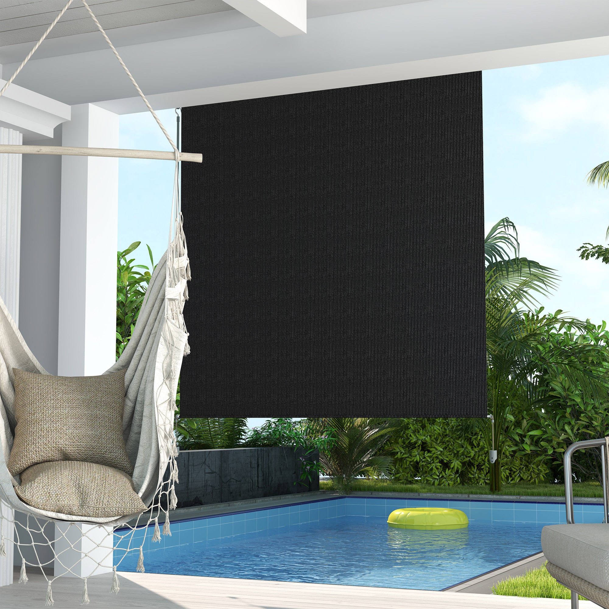 6'W x 6'H Roller Shades for Porch Balcony Gazebo, Black - Image 4