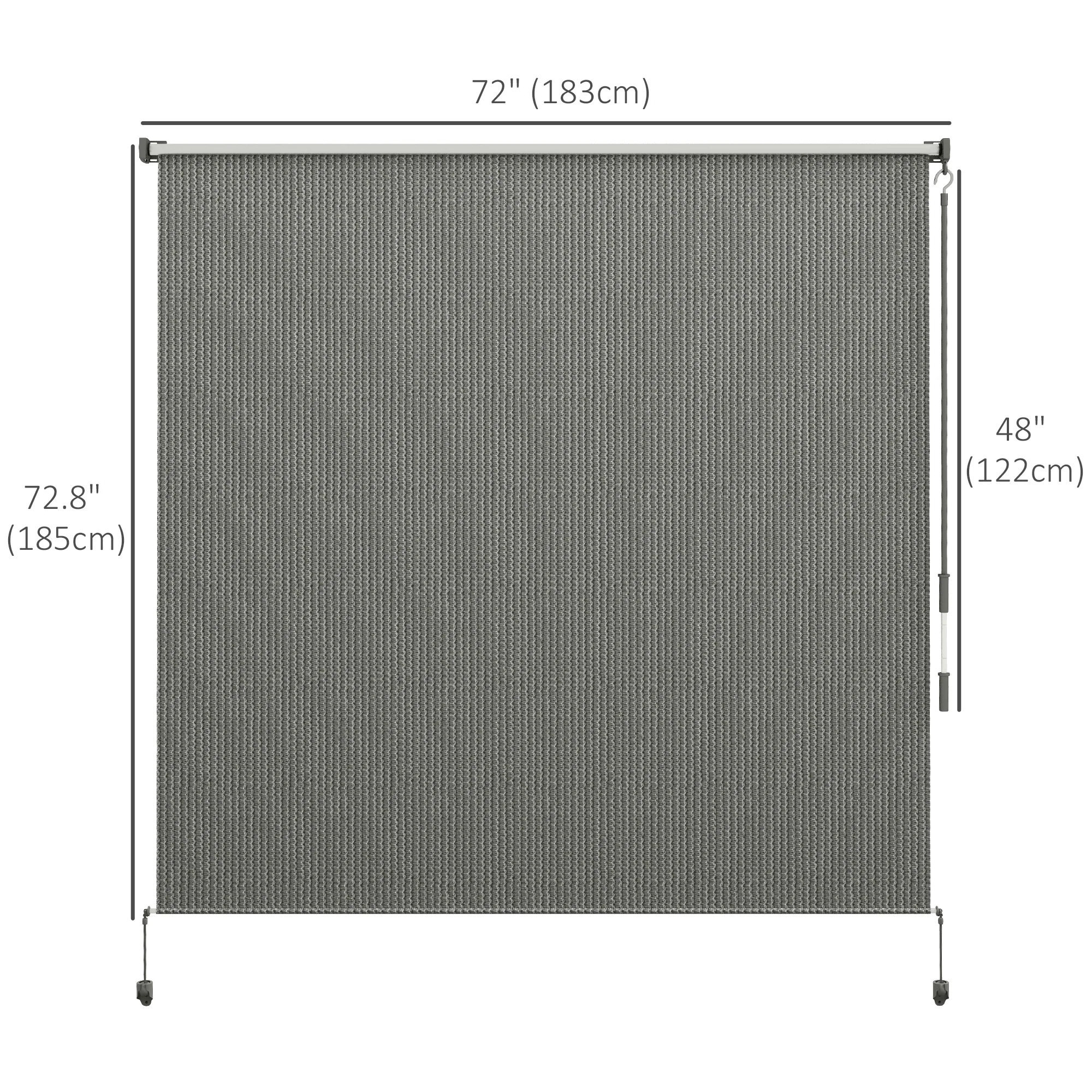 6'W x 6'H Roller Shades for Porch Balcony Gazebo, Dark Grey - Image 5
