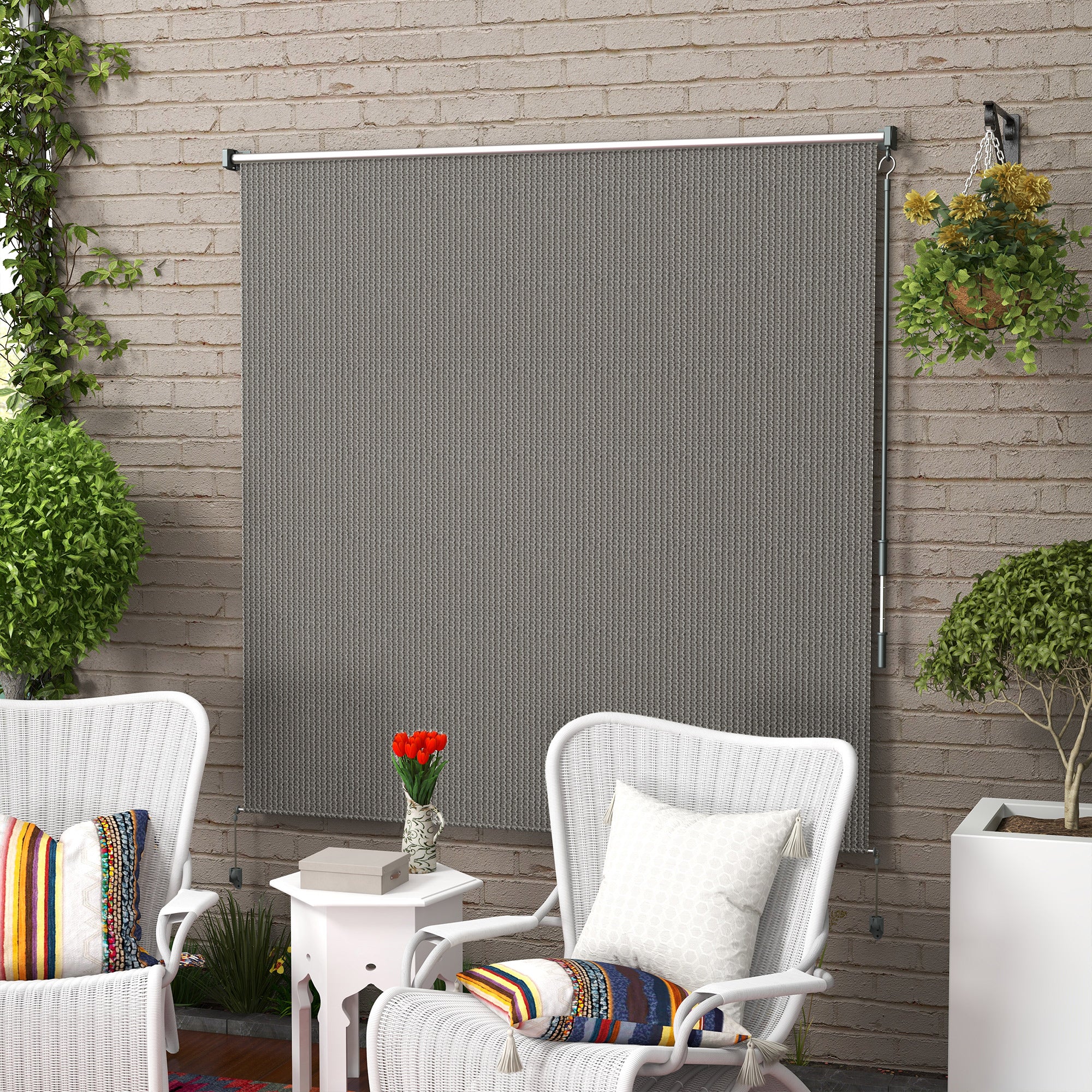 6'W x 6'H Roller Shades for Porch Balcony Gazebo, Light Grey - Image 3