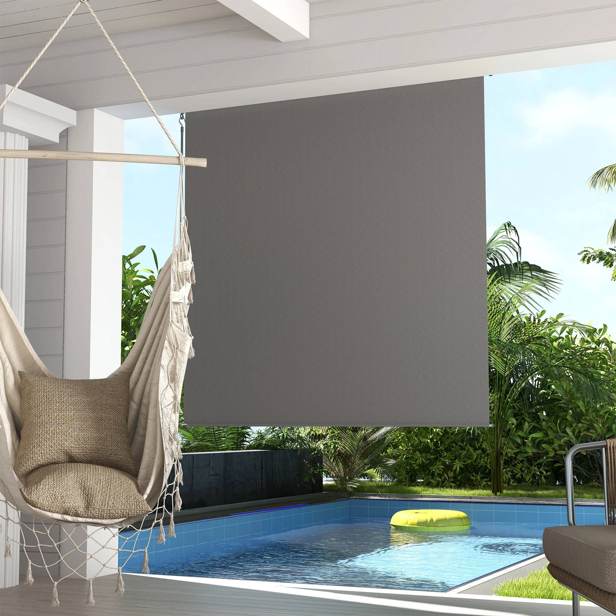6'W x 6'H Roller Shades for Porch Balcony Gazebo, Light Grey - Image 4