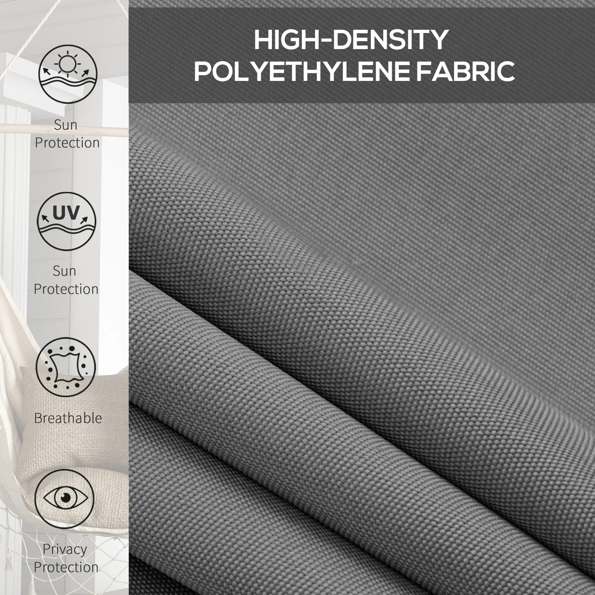 6'W x 6'H Roller Shades for Porch Balcony Gazebo, Light Grey - Image 6