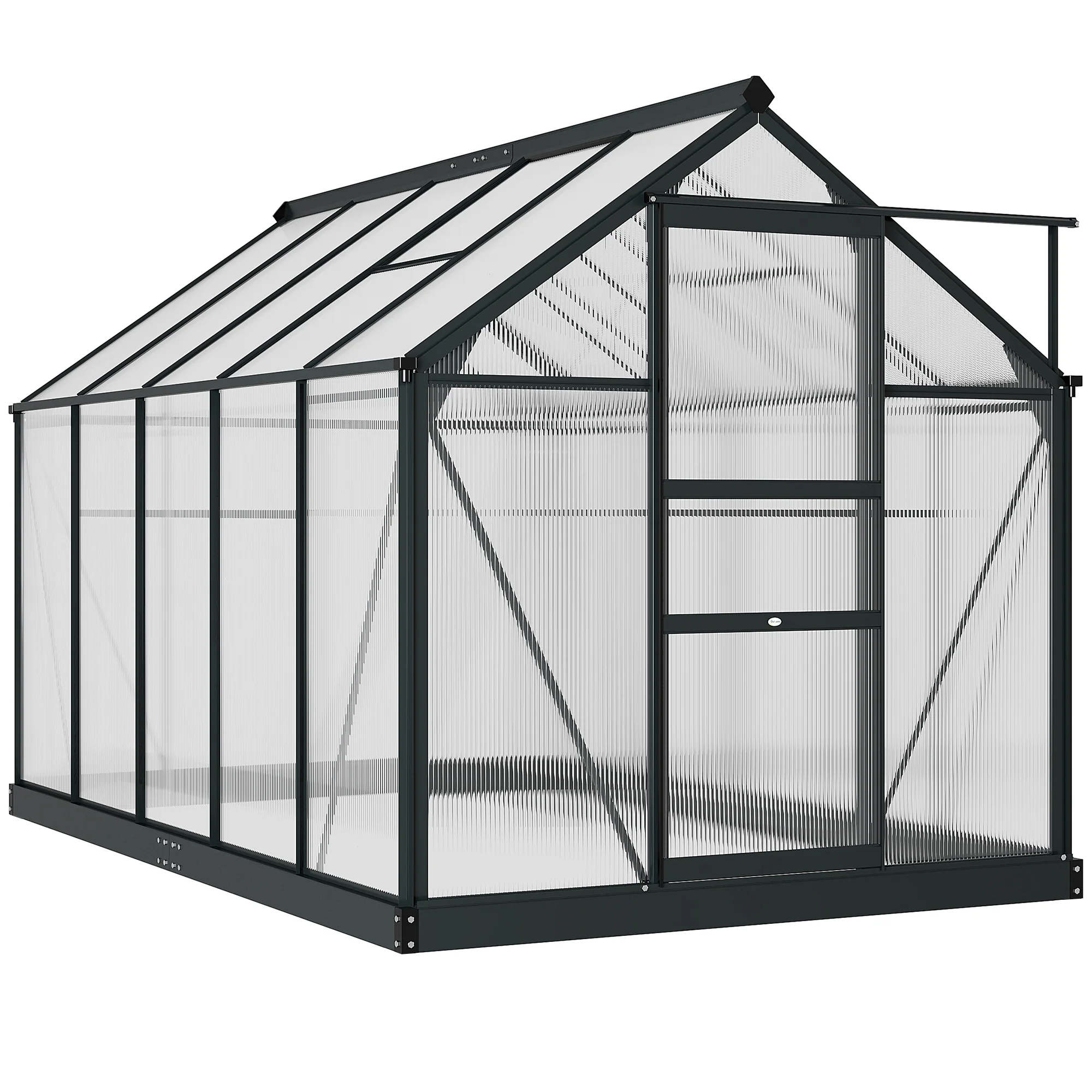 BloomGreen 6' x 10' x 6.6' Polycarbonate Greenhouse with Aluminum Frame, Grey
