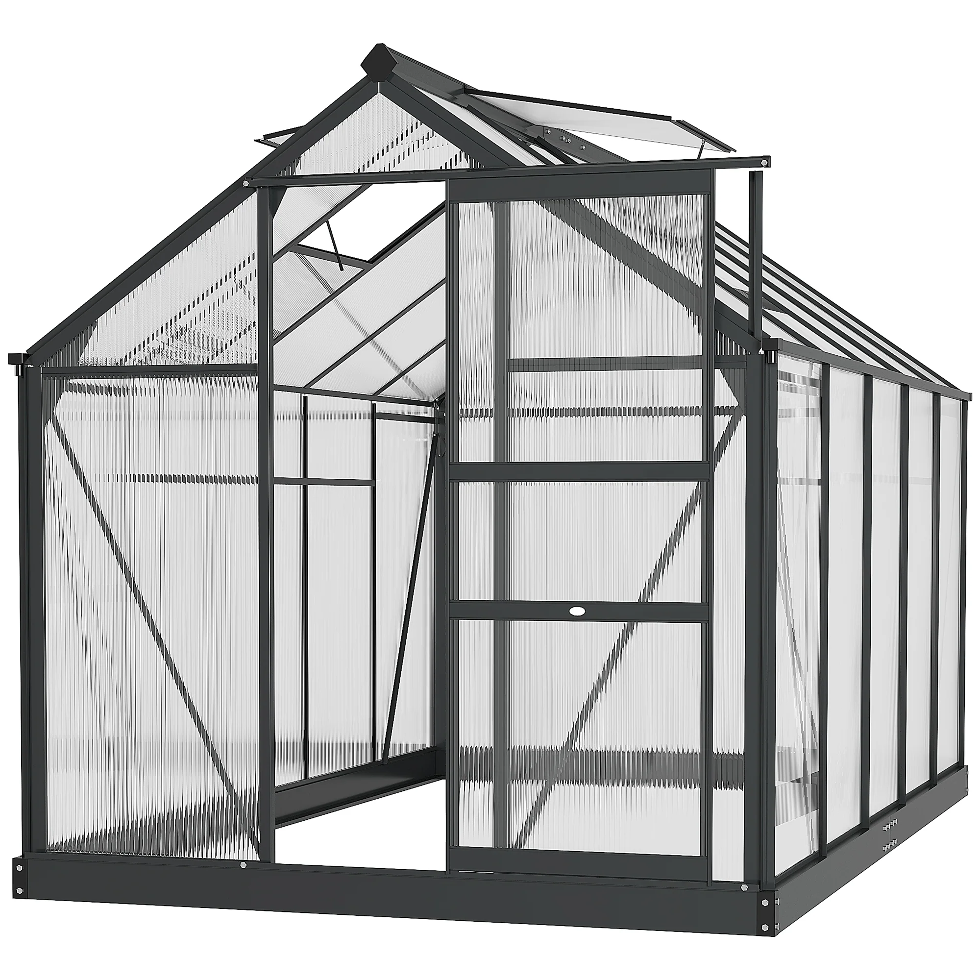 BloomGreen 6' x 10' x 6.6' Polycarbonate Greenhouse with Aluminum Frame, Grey - Image 2