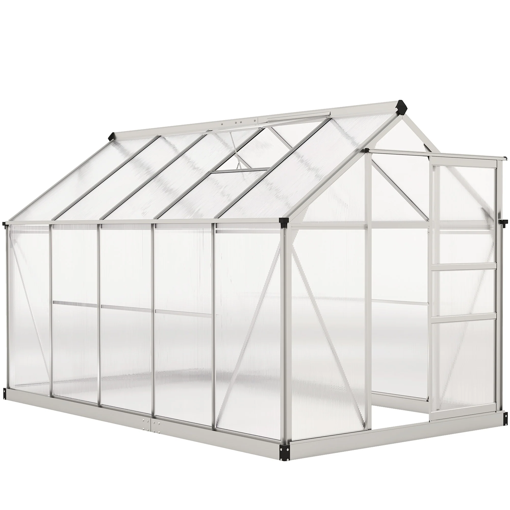BloomGreen 6' x 10' x 6.6' Polycarbonate Greenhouse with Aluminum Frame, Silver - Image 12