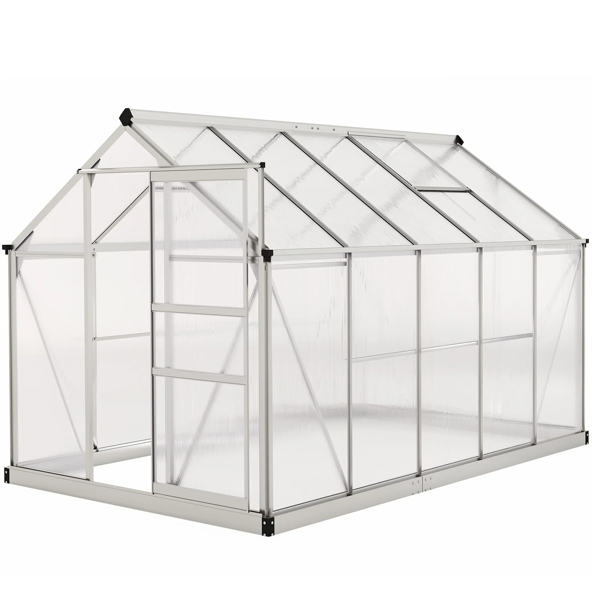 BloomGreen 6' x 10' x 6.6' Polycarbonate Greenhouse with Aluminum Frame, Silver - Image 2