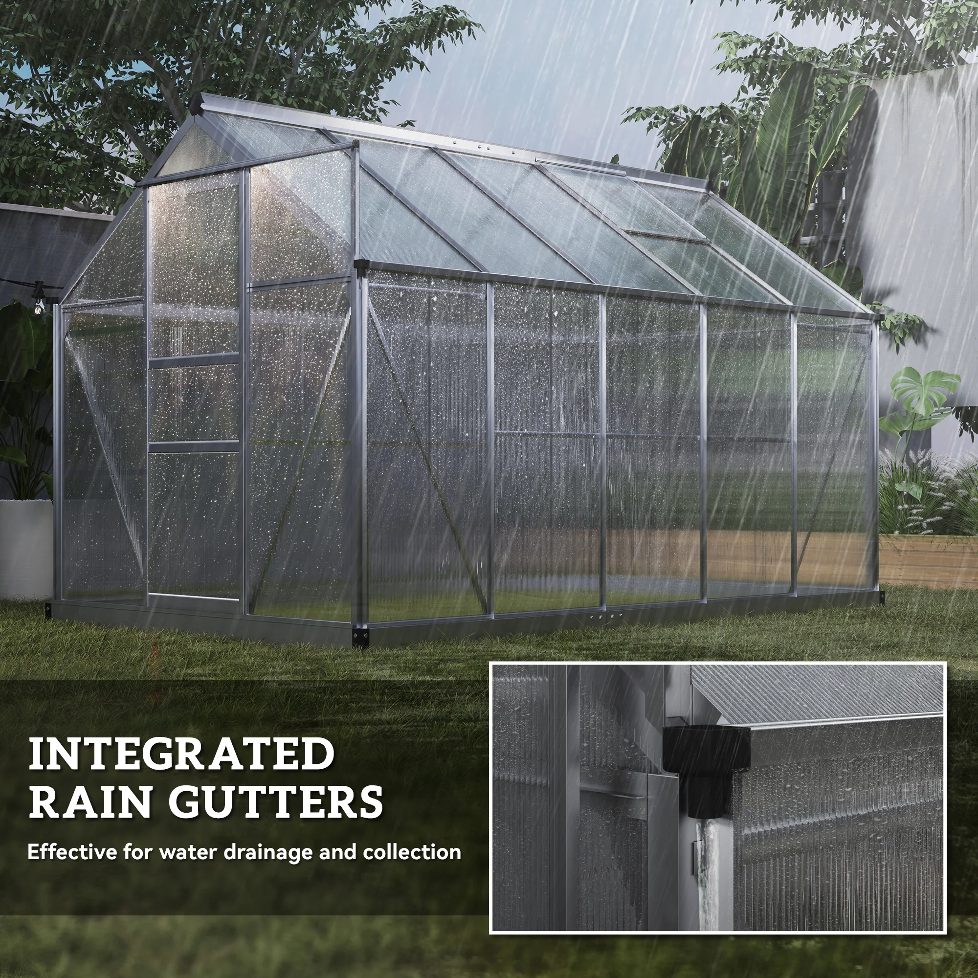 BloomGreen 6' x 10' x 6.6' Polycarbonate Greenhouse with Aluminum Frame, Silver - Image 9
