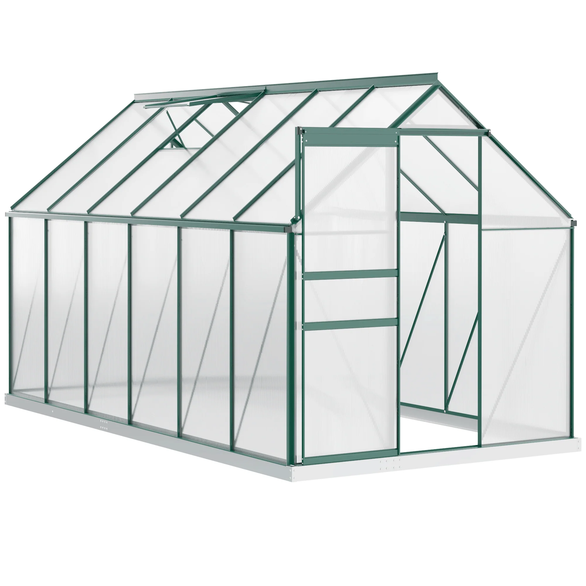 BloomGreen 6' x 12' x 6.5' Polycarbonate Greenhouse with Adjustable Roof Vent & Sliding Door, Green - Image 12