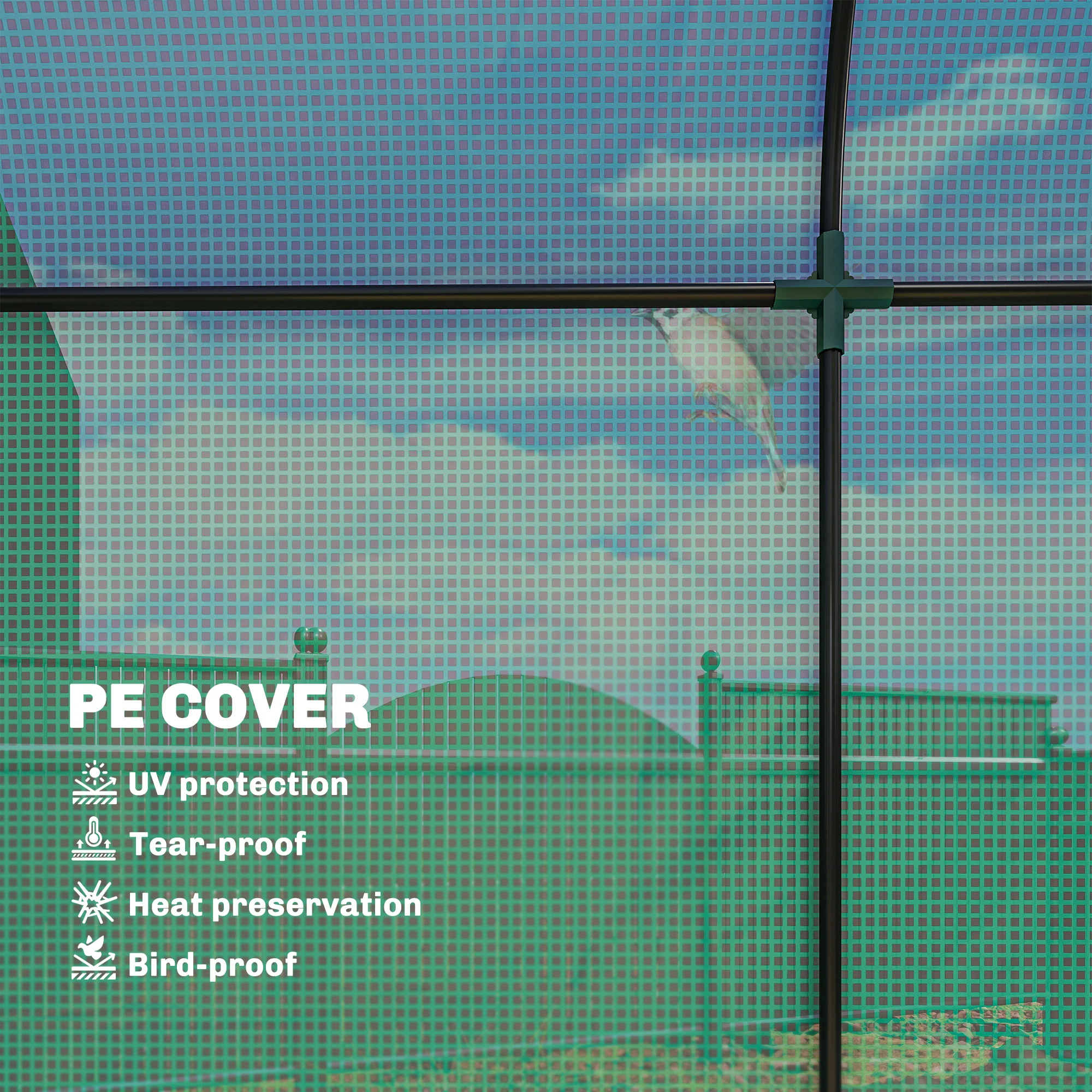 6' x 2' x 6.6' Mini Greenhouse with Roll-up Door, Green - Image 6