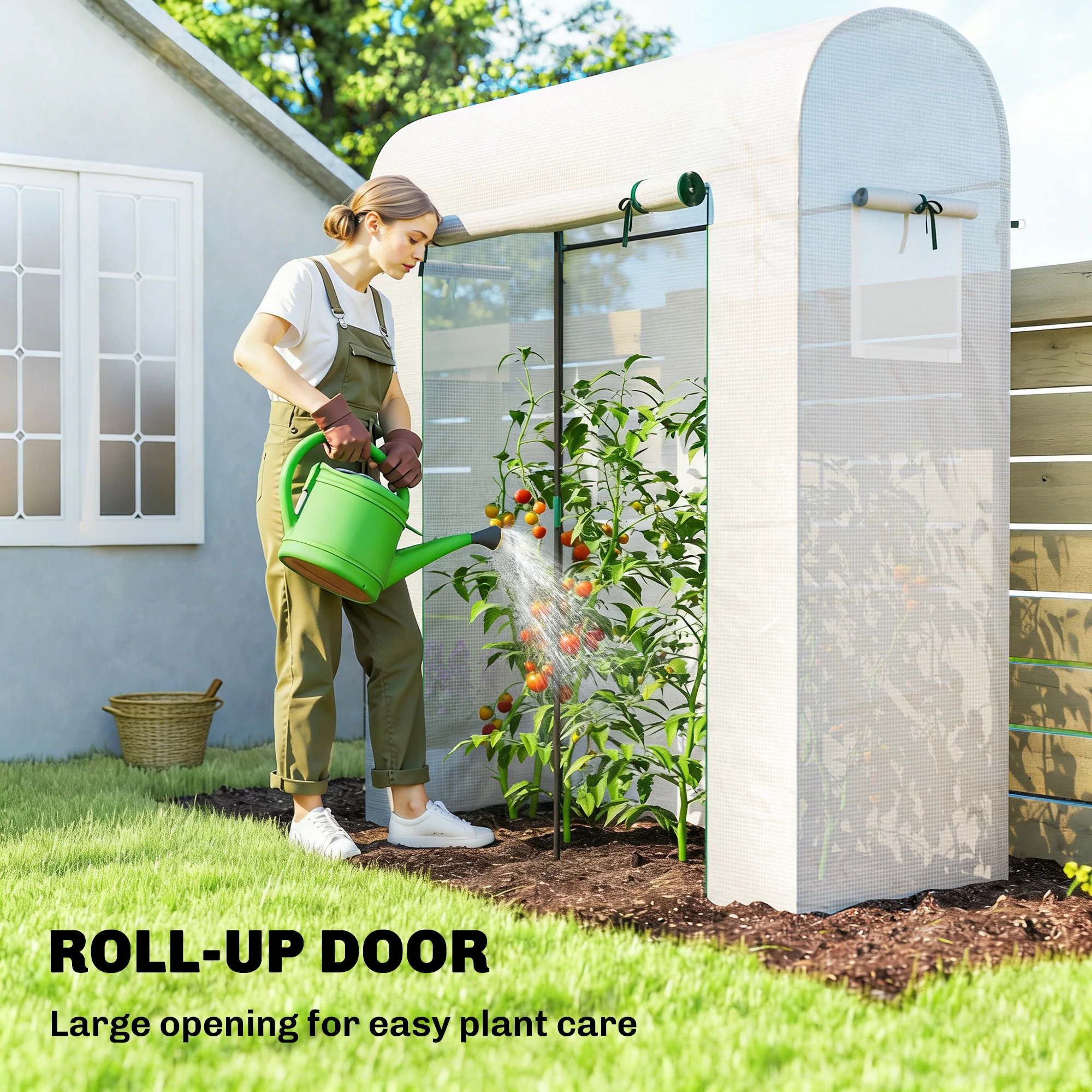 6' x 2' x 6.6' Mini Greenhouse with Roll-up Door, White - Image 7