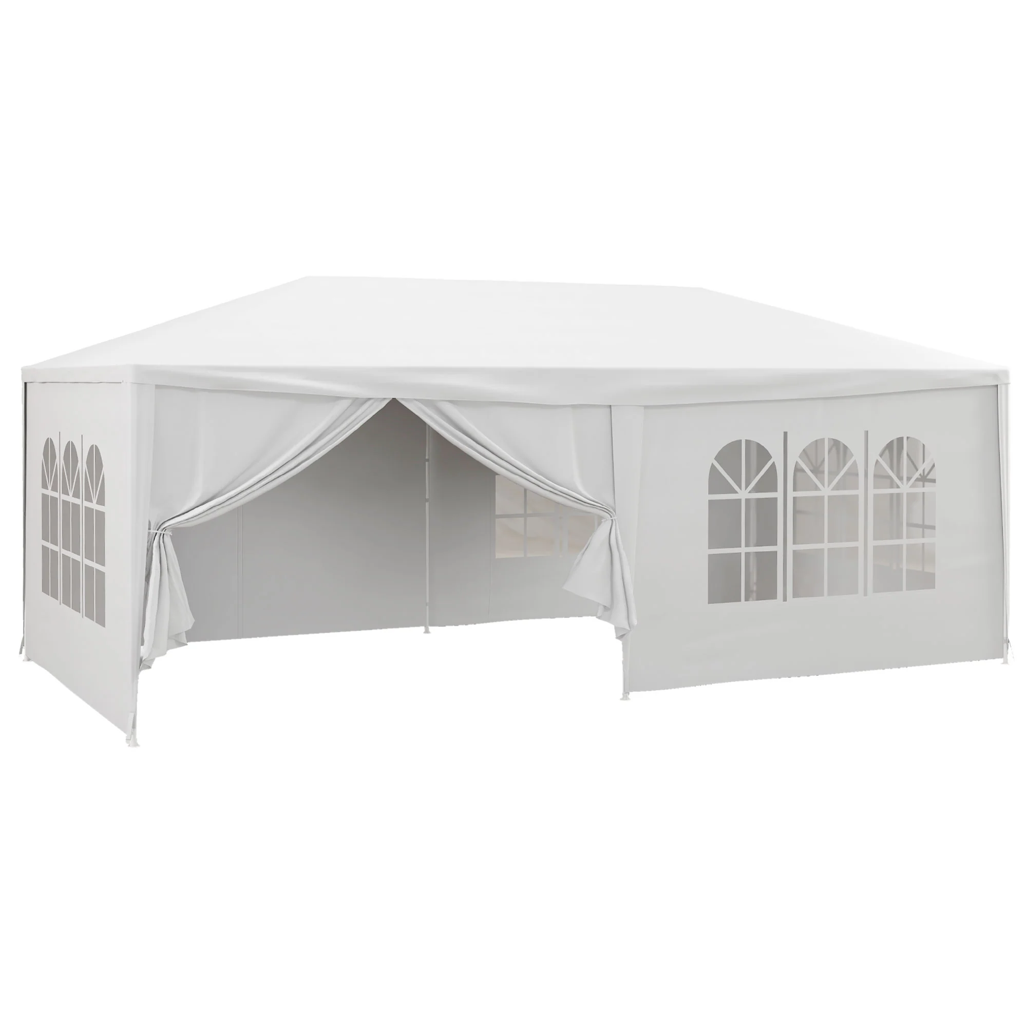 6 x 3 m Party Tent with Canopy, Windows and 6 Removable SideWalls for Outdoor Event, White
