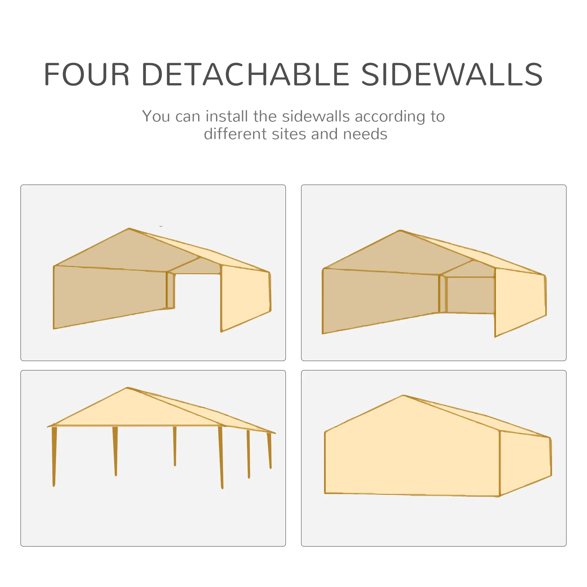 6 x 3 m Party Tent with Canopy, Windows and 6 Removable SideWalls for Outdoor Event, White - Image 7