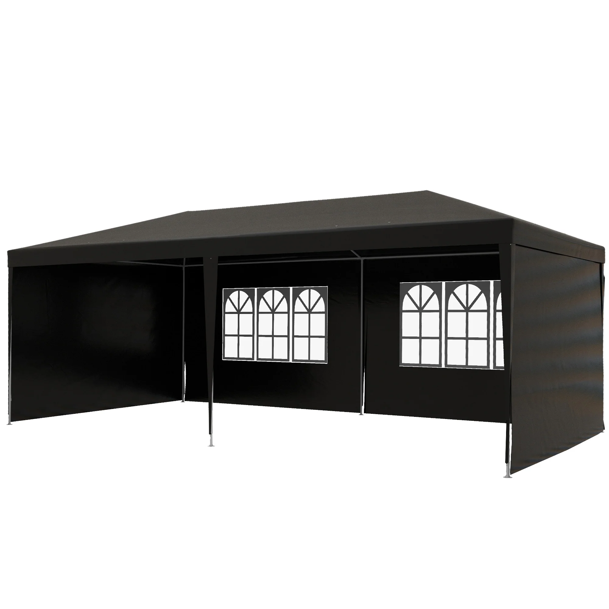 6 x 3 m Patio Gazebo Canopy Tent with Removable Walls, for Outdoor Party Wedding, Black - Image 2