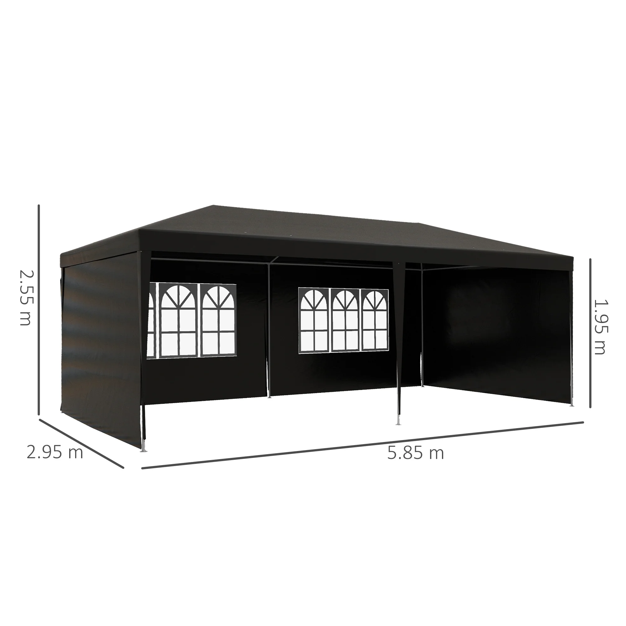 6 x 3 m Patio Gazebo Canopy Tent with Removable Walls, for Outdoor Party Wedding, Black - Image 5