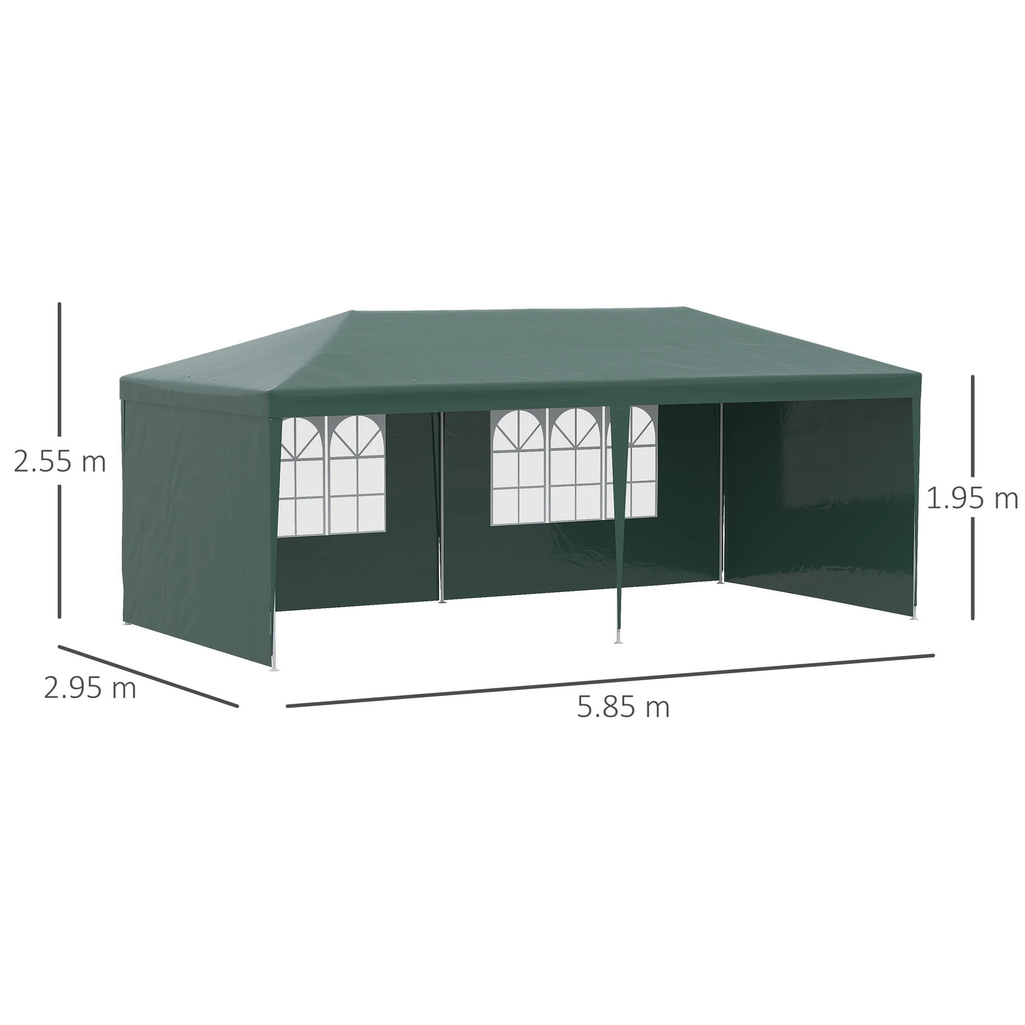 6 x 3 m Patio Gazebo Canopy Tent with Removable Walls, for Outdoor Party Wedding, Green - Image 5