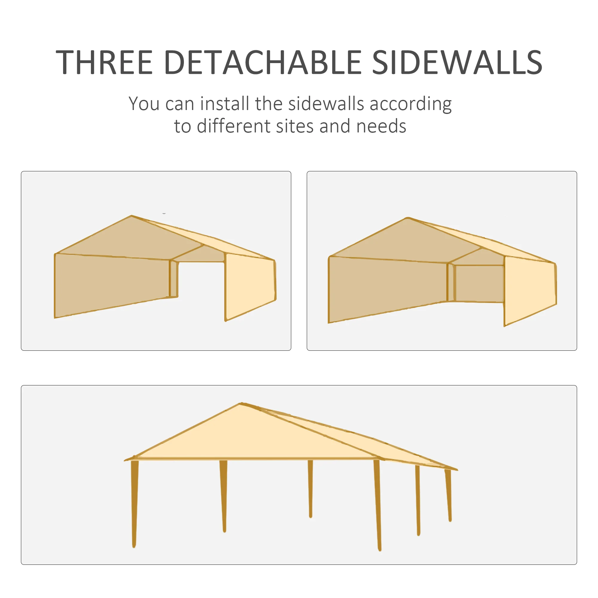 6 x 3 m Patio Gazebo Canopy Tent with Removable Walls, for Outdoor Party Wedding, Green - Image 8
