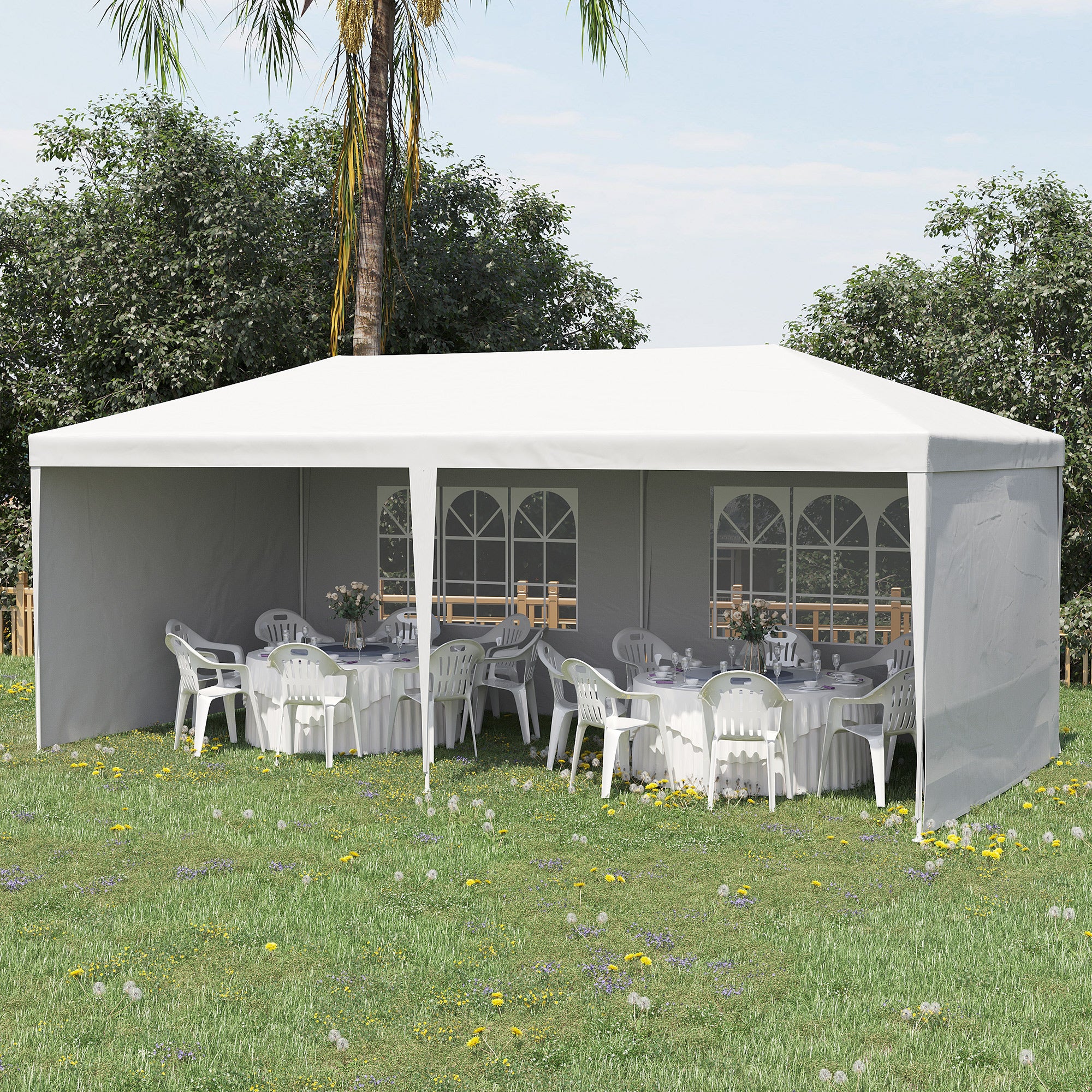 6 x 3 m Patio Gazebo Canopy Tent with Removable Walls, for Outdoor Party Wedding, White - Image 3