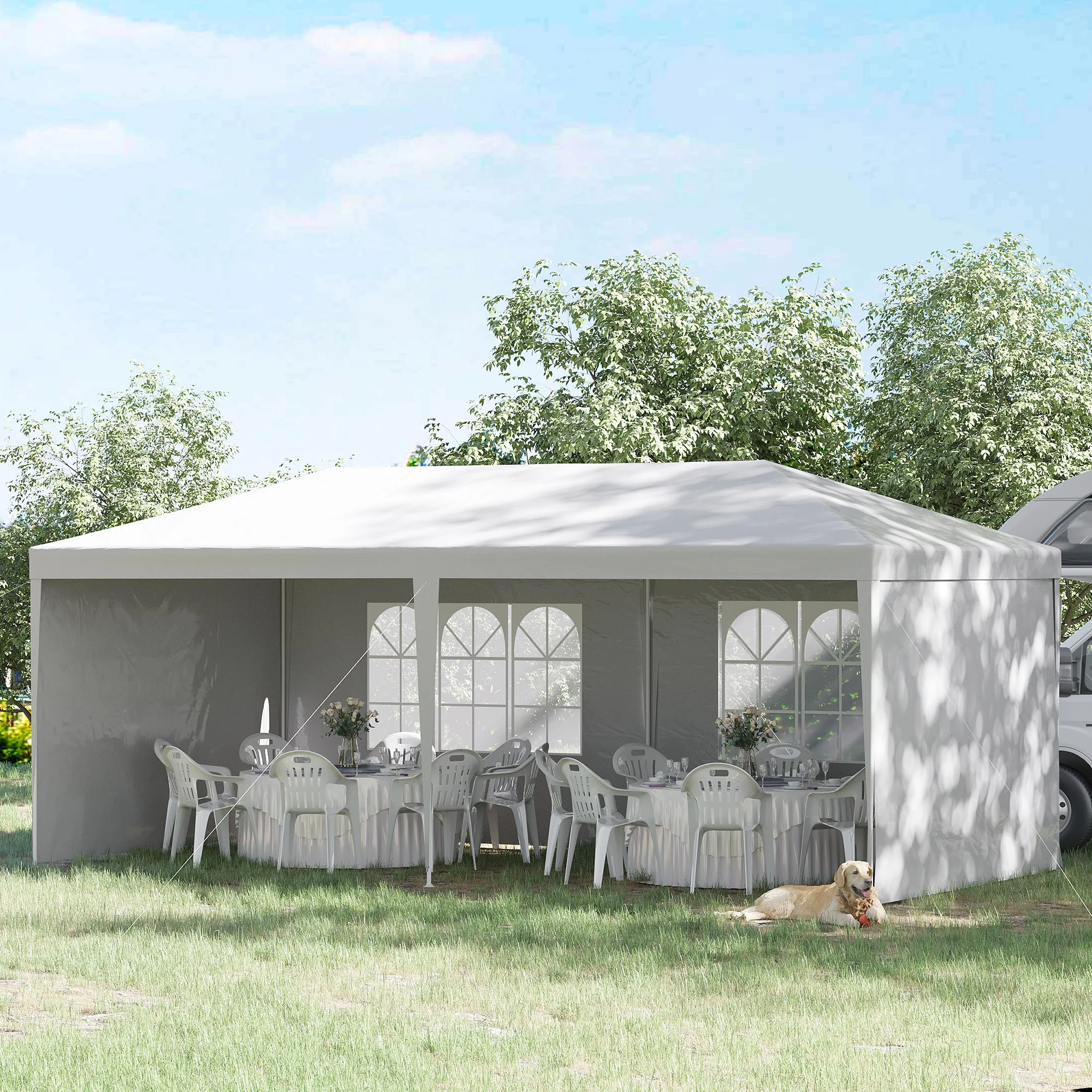 6 x 3 m Patio Gazebo Canopy Tent with Removable Walls, for Outdoor Party Wedding, White - Image 4