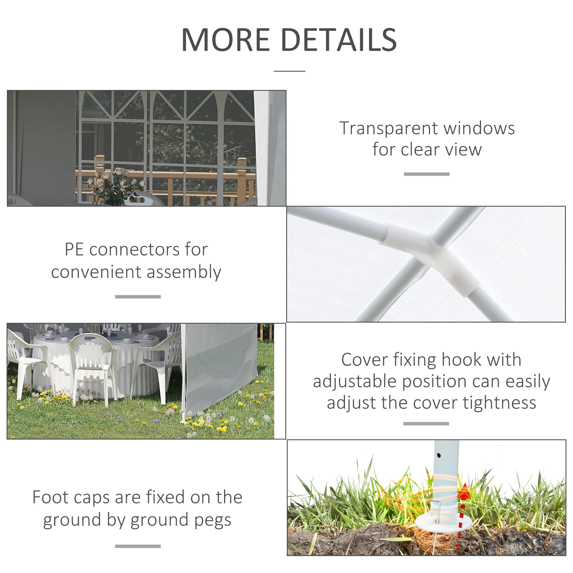 6 x 3 m Patio Gazebo Canopy Tent with Removable Walls, for Outdoor Party Wedding, White - Image 7
