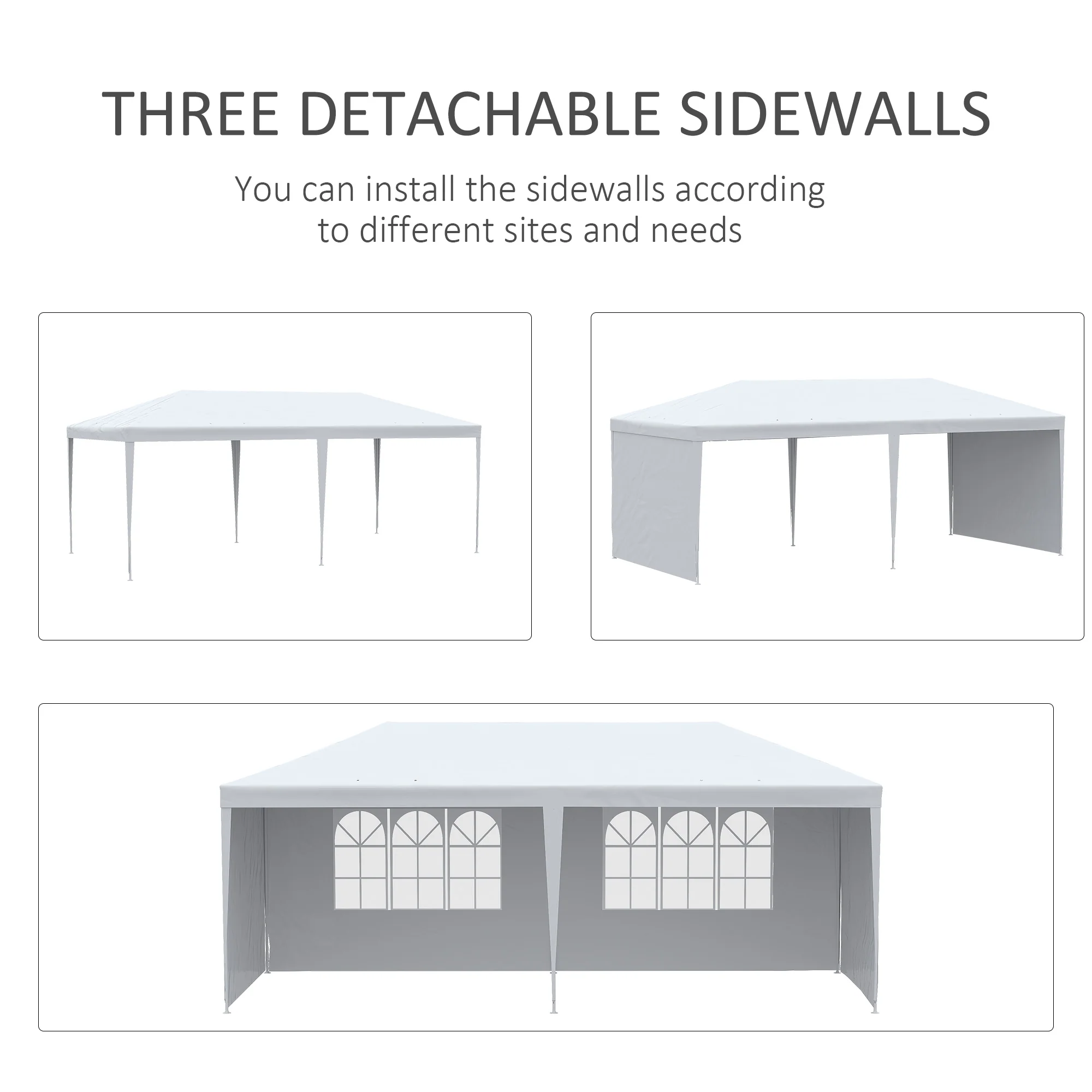 6 x 3 m Patio Gazebo Canopy Tent with Removable Walls, for Outdoor Party Wedding, White - Image 8