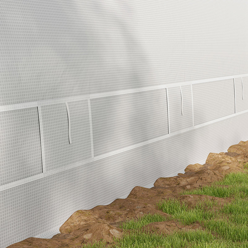 6 x 3m Walk-in Polytunnel Greenhouse with Upgraded Structure & 8 Mesh Windows, White - Image 11