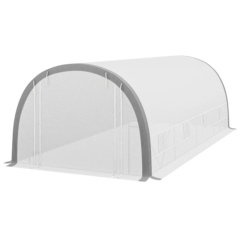 6 x 3m Walk-in Polytunnel Greenhouse with Upgraded Structure & 8 Mesh Windows, White - Image 2