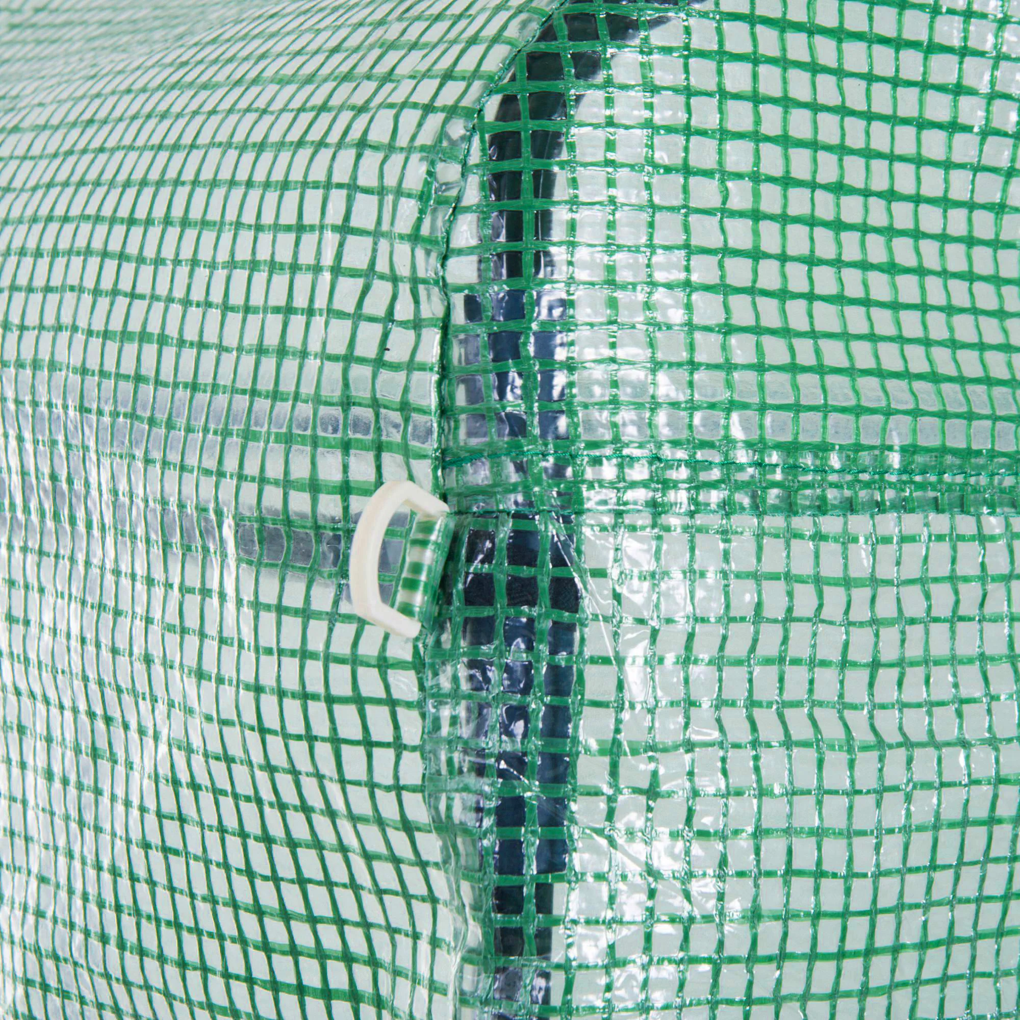 6 x 3 x 2m Polytunnel Greenhouse with Roll-up Side Walls, Reinforced Cover & 12 Mesh Windows, Green - Image 11