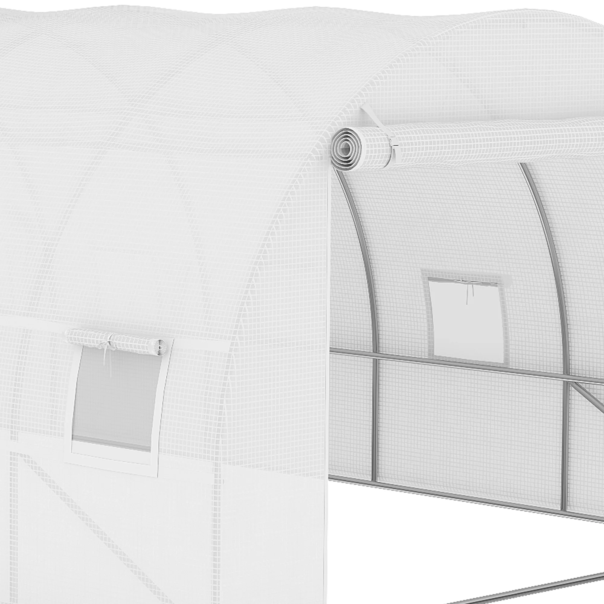 6 x 3 x 2m Tunnel Walk-in Greenhouse Cover Replacement with Roll-up Door & Windows, White - Image 12