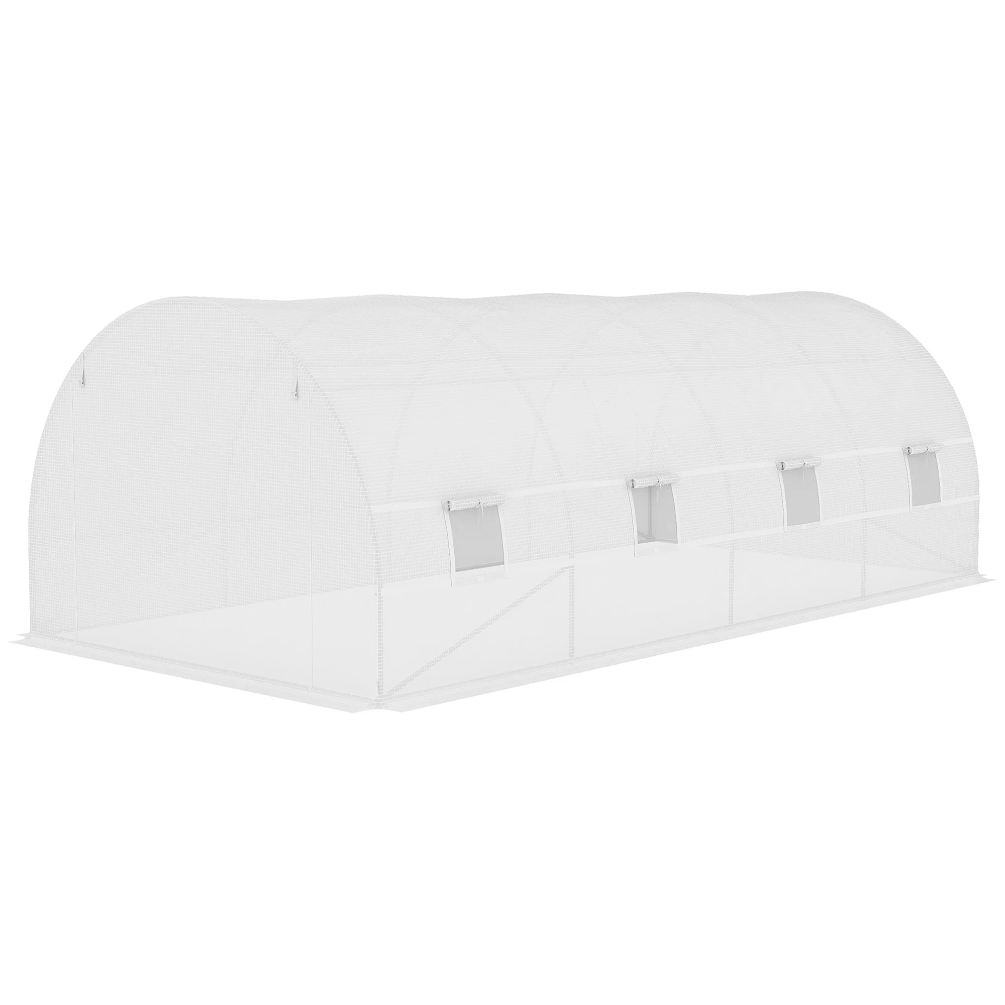6 x 3 x 2m Tunnel Walk-in Greenhouse Cover Replacement with Roll-up Door & Windows, White - Image 9
