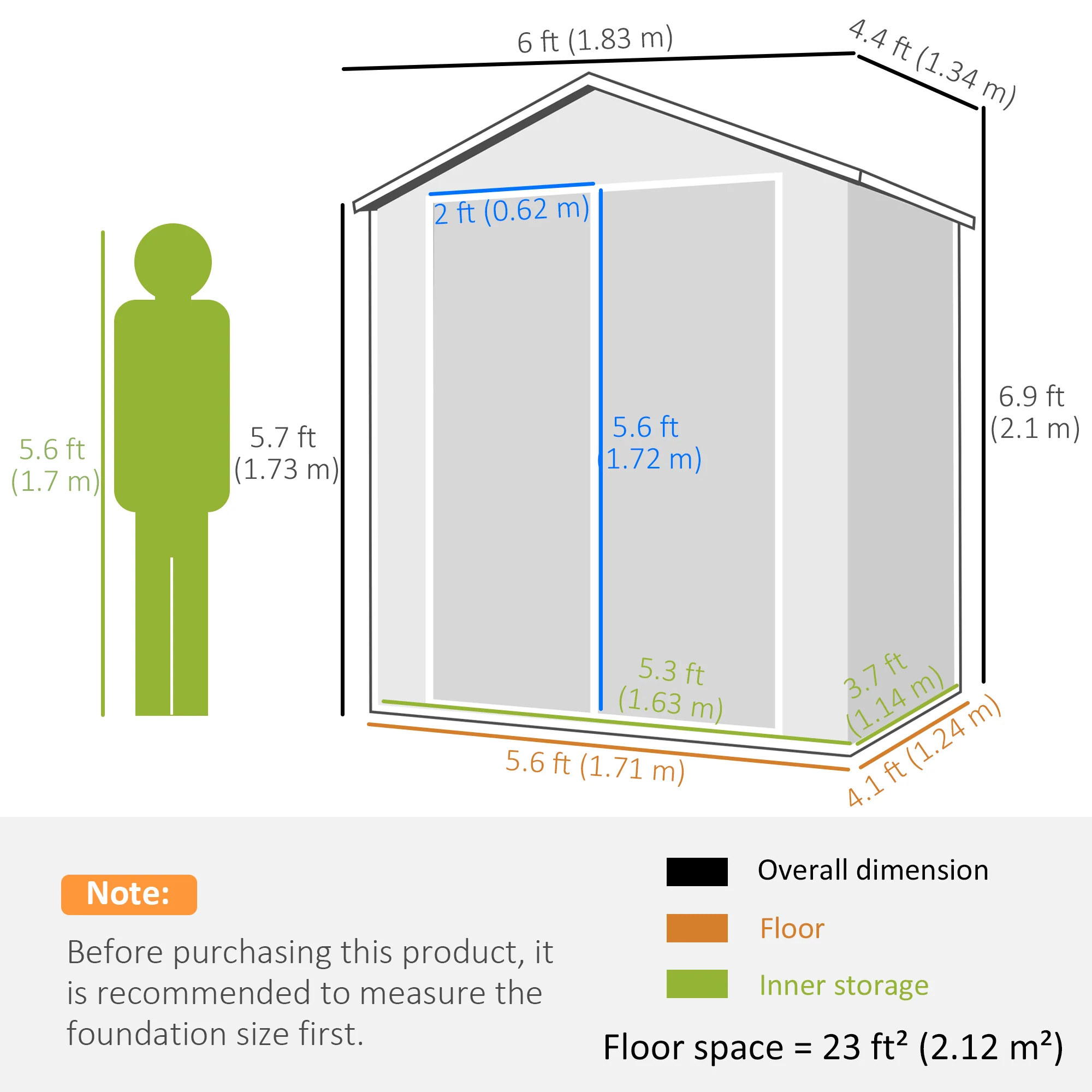 6 x 4.5FT Plastic Garden Shed, Lockable Tool Storage Shed w/ Floor, Window & Plastic Roof, Grey - Image 5