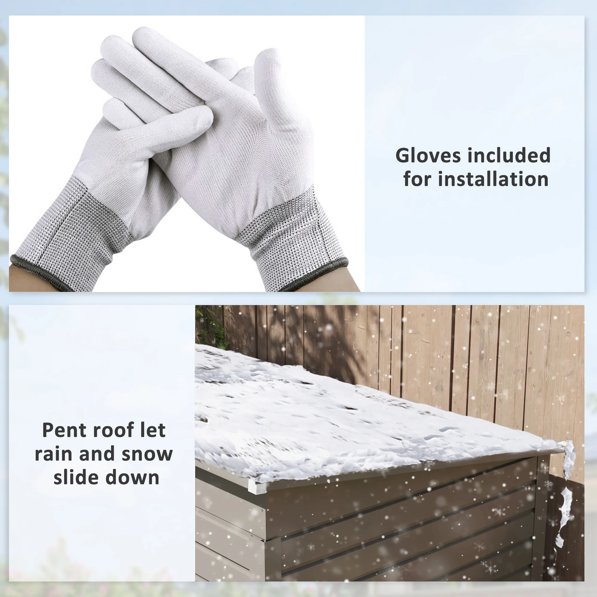 EverBase 6' x 4' Galvanized Metal Storage Shed with Lockable Door and 2 Vents, Light Grey - Image 9