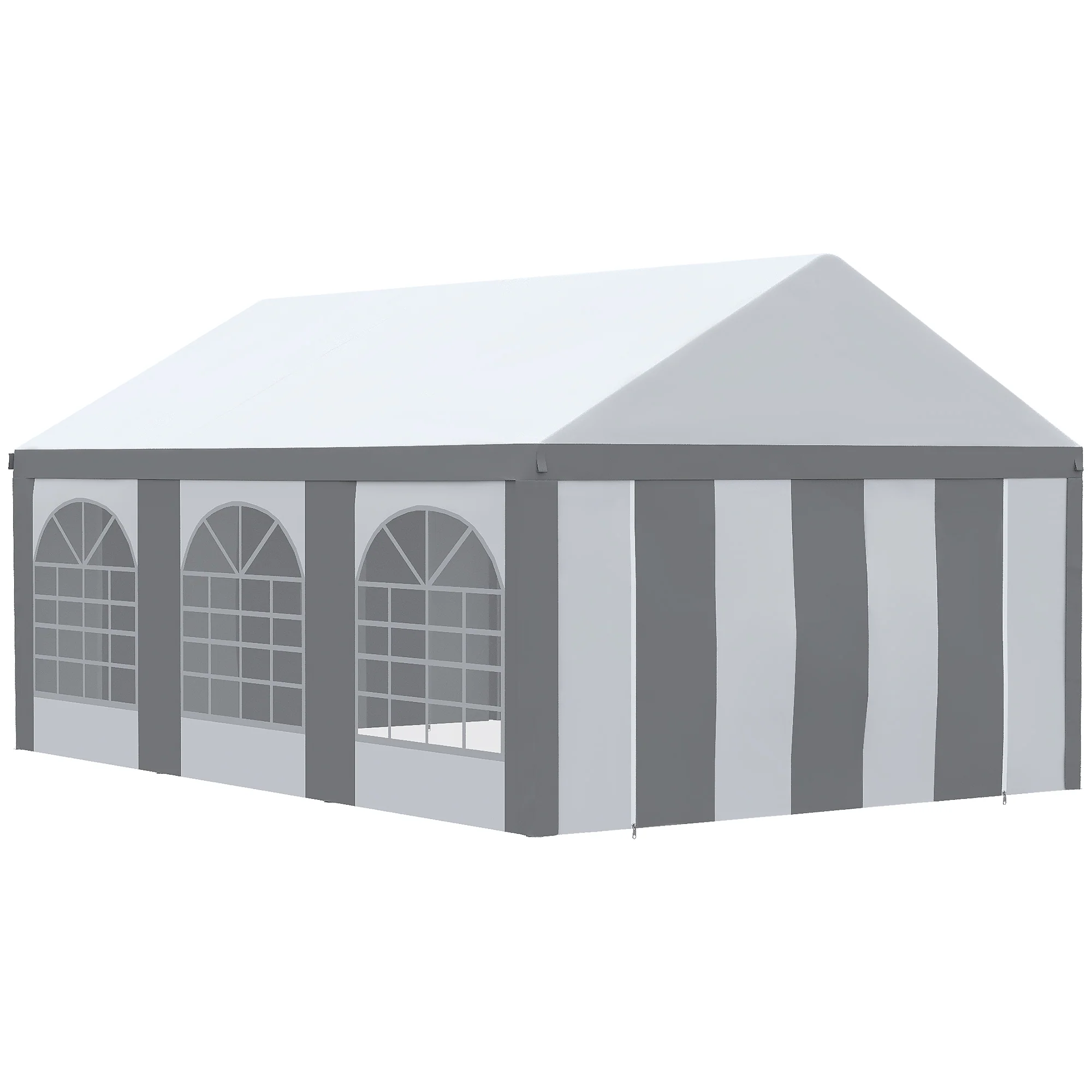 6 x 4m Galvanised Party Tent, Marquee Gazebo with Sides, 6 Windows & Double Doors