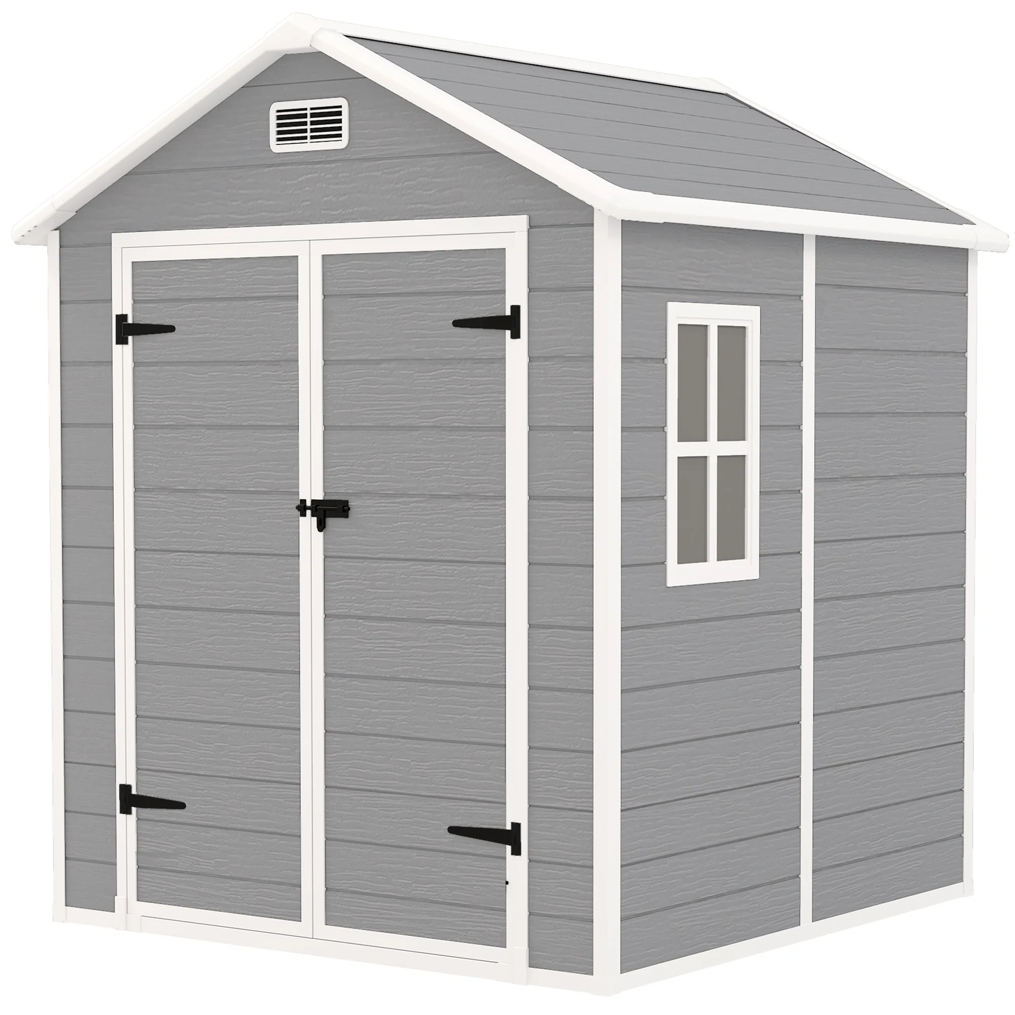 6' x 5' Wood Effect Resin Storage Shed for All Seasons, Winter Durable with Floor & Window, Dark Grey - Image 2