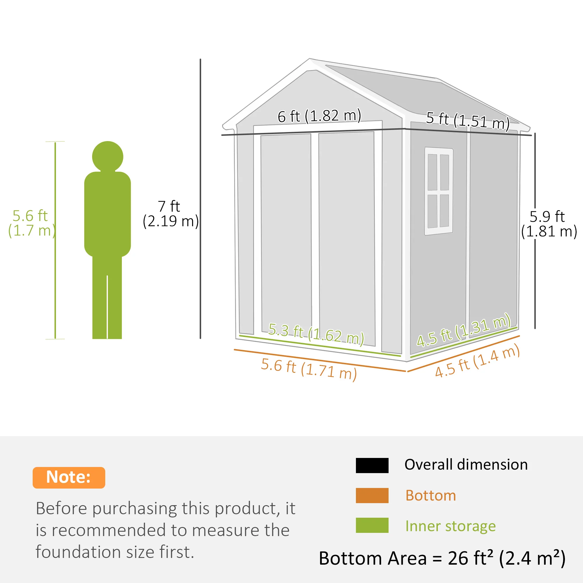 6' x 5' Wood Effect Resin Storage Shed for All Seasons, Winter Durable with Floor & Window, Dark Grey - Image 5