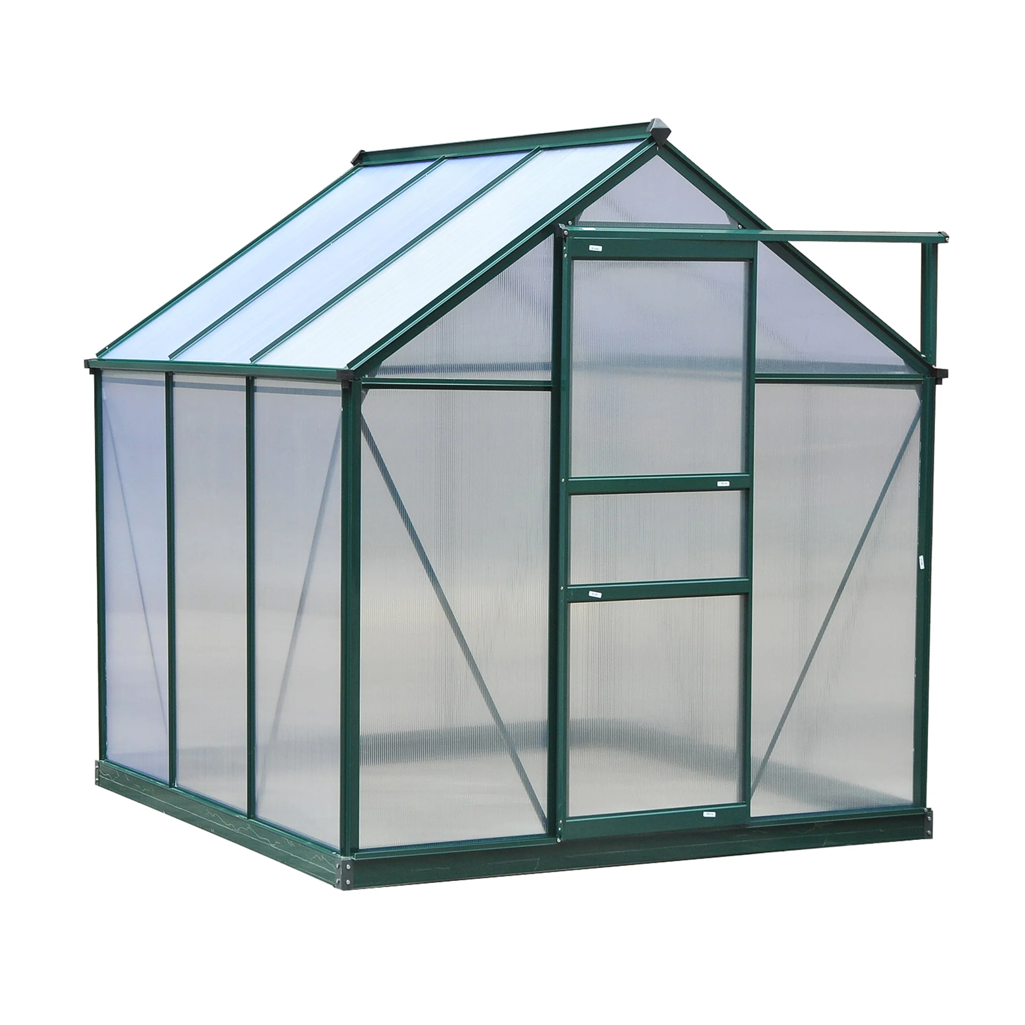 BloomGreen 6' x 6' x 6.6' Polycarbonate Greenhouse with Aluminum Frame, Green