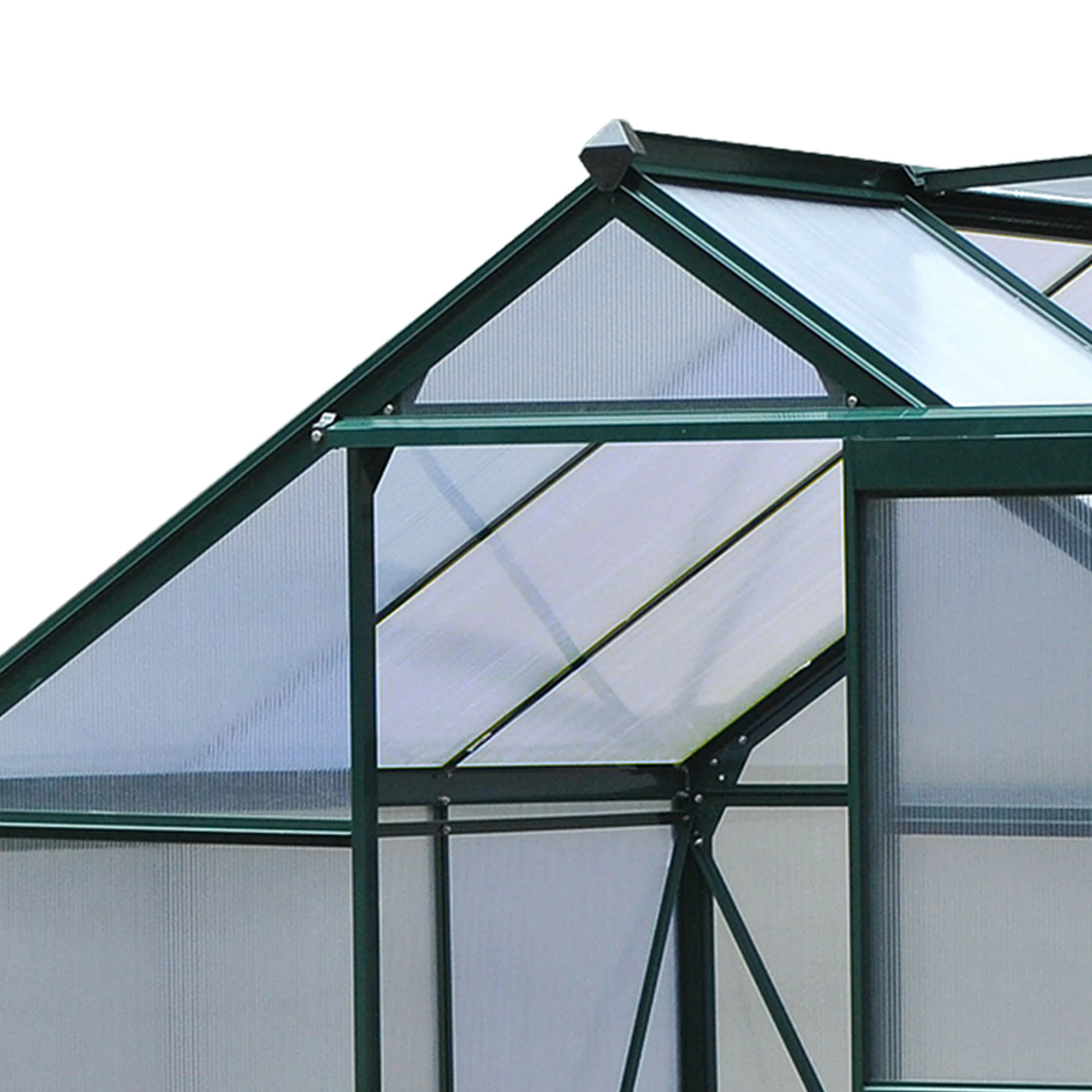 BloomGreen 6 x 6ft Large Polycarbonate Greenhouse with Aluminium Frame, Slide Door & Window, Dark Green - Image 11